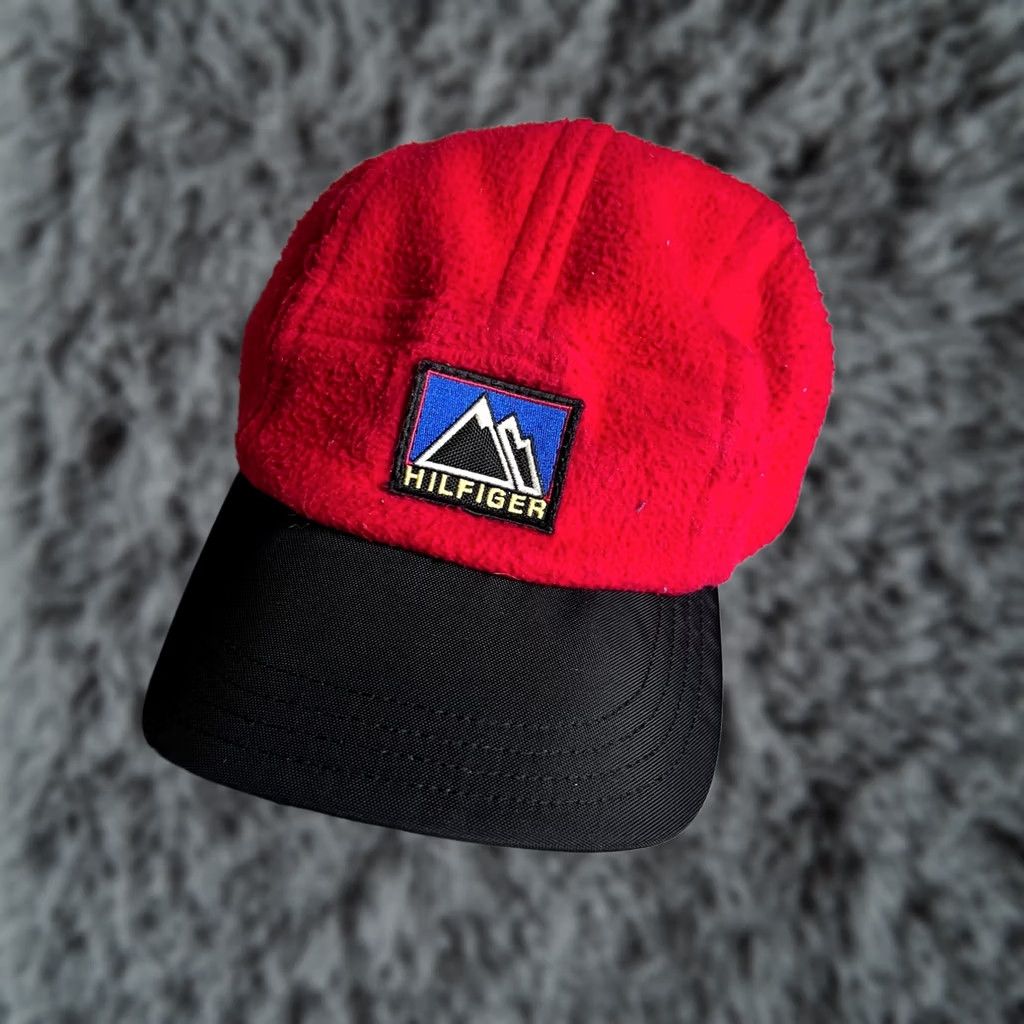 Tommy Hilfiger VINTAGE Tommy Hilfiger Expedition 5 Panel Hat Red Black Made in USA Cap Mens One Size Adjustable Fleece Nylon Winter 90s Cap Size US M / EU 48-50 / 2 - 1 Thumbnail