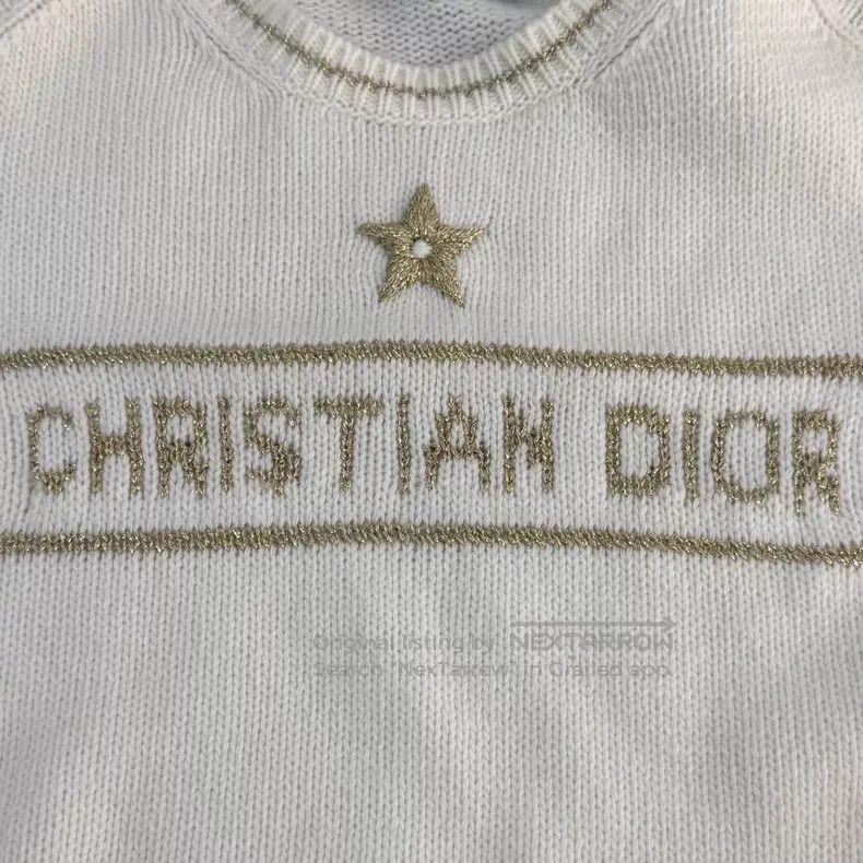 Dior Dior White gold thread five-pointed star cashmere short-sl Size M / US 6-8 / IT 42-44 - 7 Thumbnail