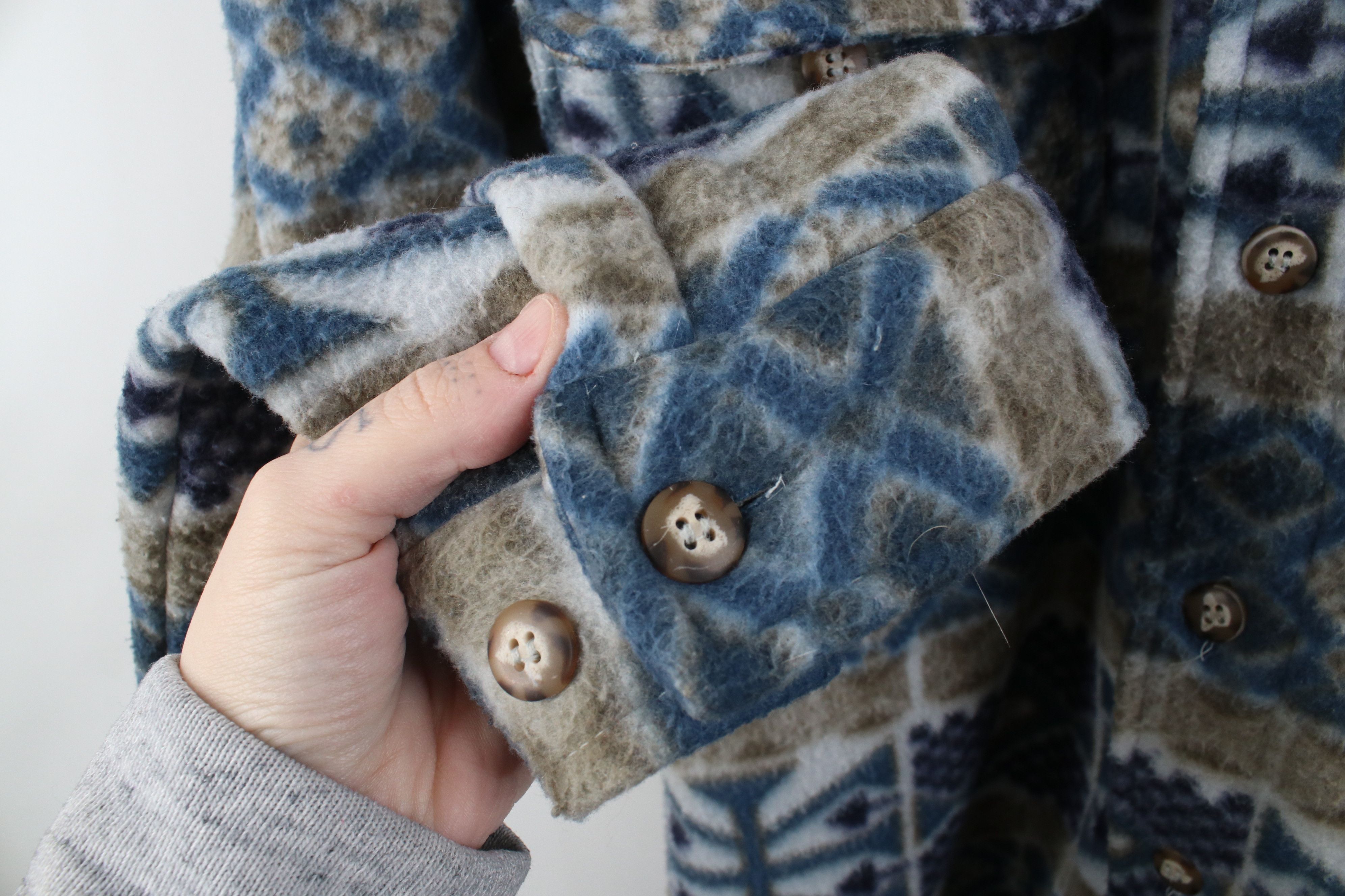 Vintage Vintage 90s Streetwear Fair Isle Fleece Button Shirt Jacket Size US XL / EU 56 / 4 - 6 Thumbnail