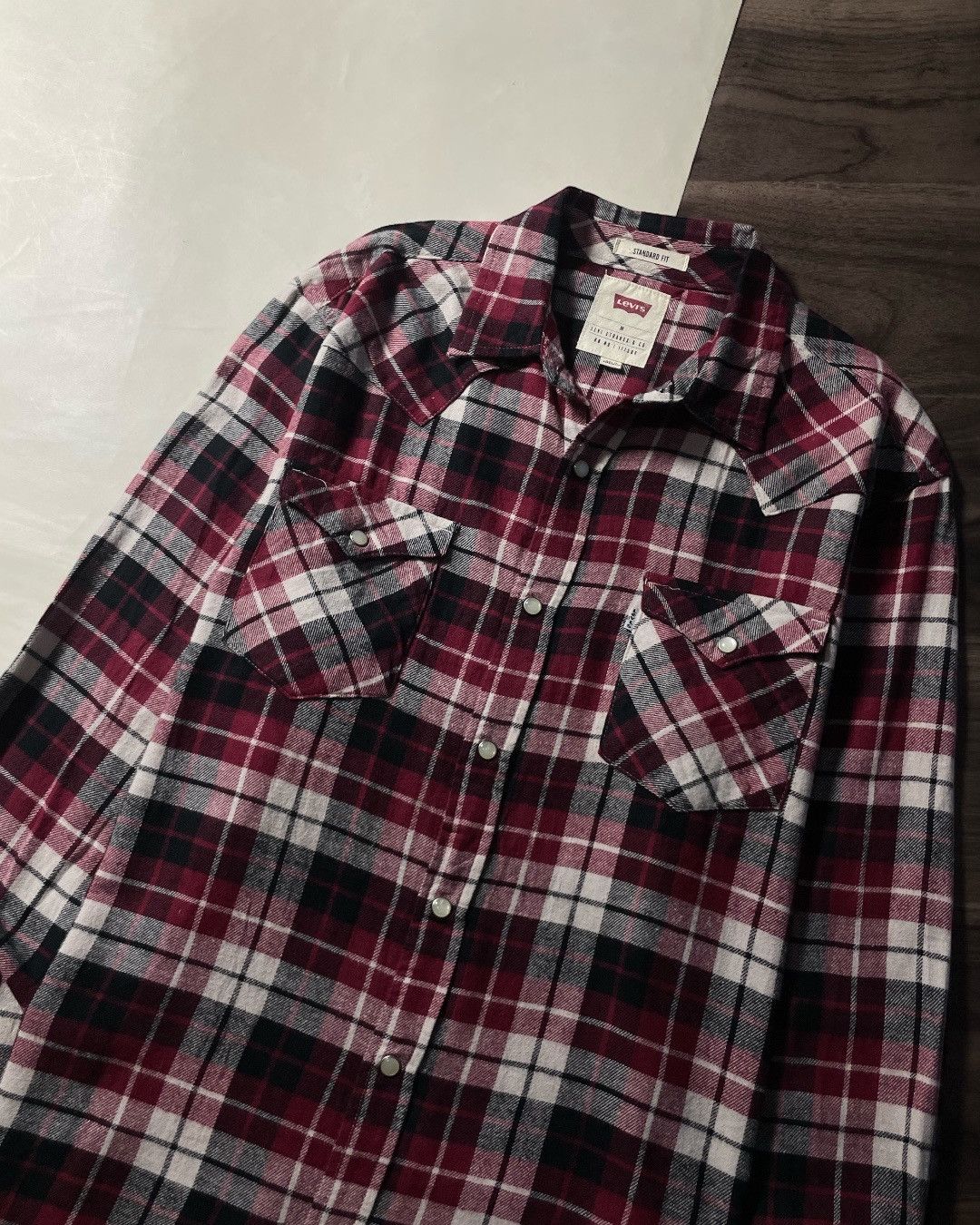 Levi's Flannel Shirt Western Double Pocket LEVIS Size M fit XL Size US M / EU 48-50 / 2 - 3 Thumbnail