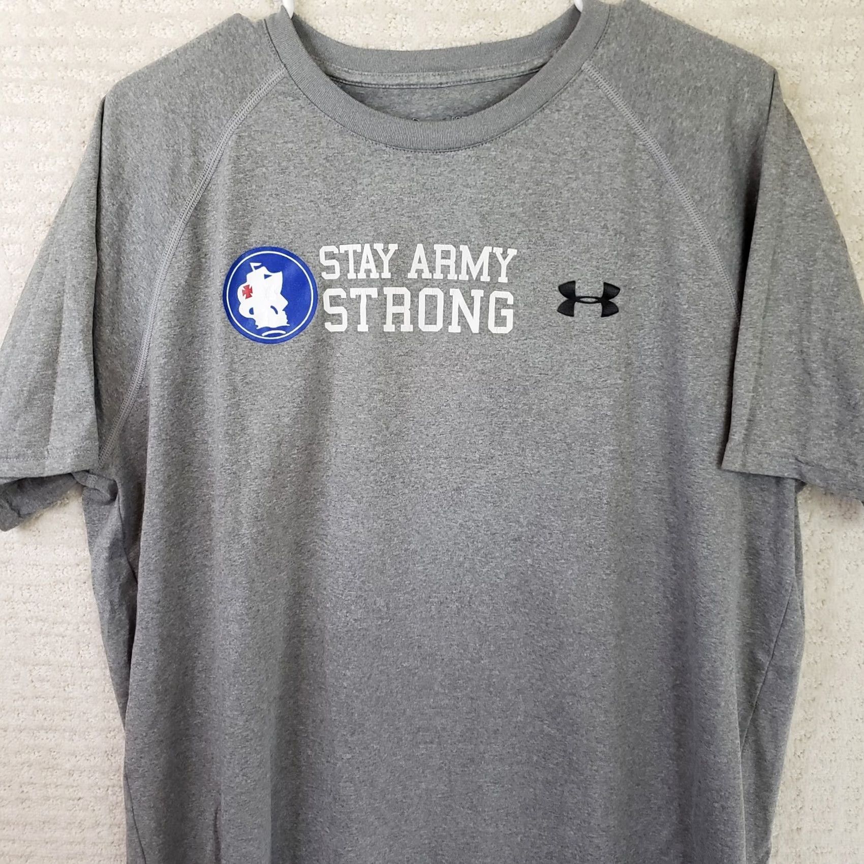Under Armour Under Armour Shirt Men's L Gray Loose Heatgear Stay Army Strong Tee Logo Short Sleeve Crew Neck T-Shirt Size US L / EU 52-54 / 3 - 2 Thumbnail