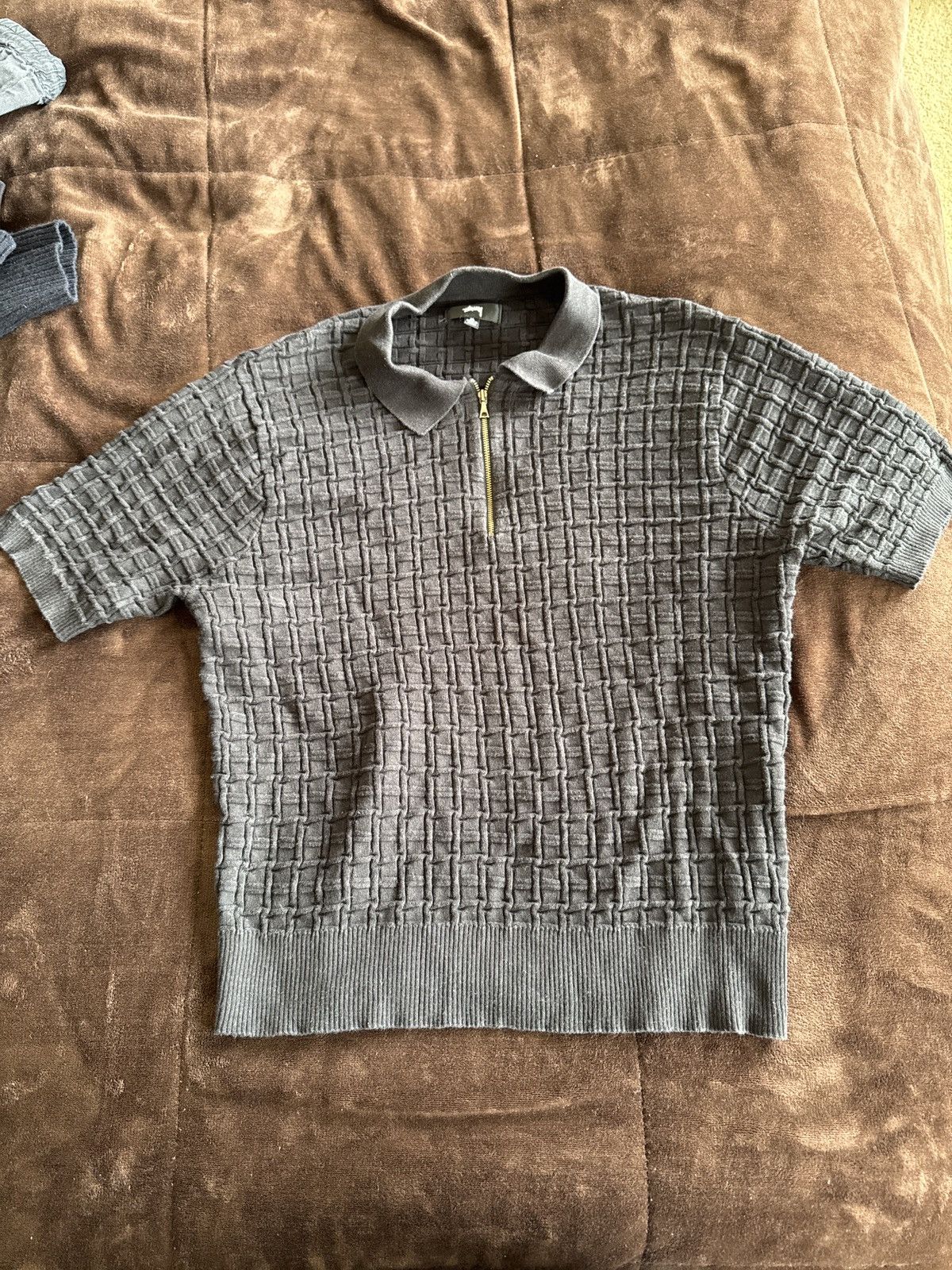 Stussy Textured Quarter Zip Polo Size US M / EU 48-50 / 2 - 1 Thumbnail