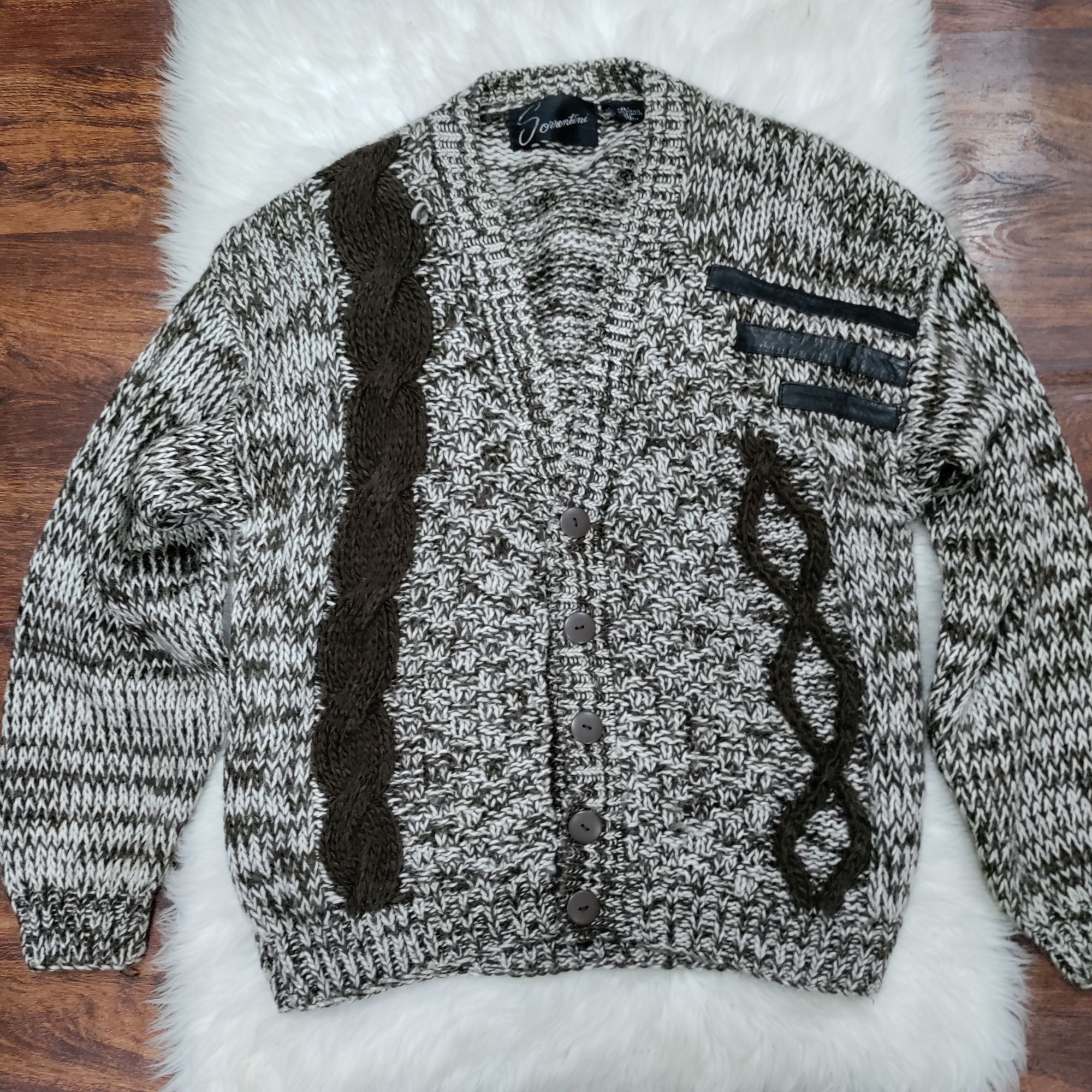Vintage Sorrentine Oversized Cable Knit Hipster Vintage Cardigan Dad Size US XL / EU 56 / 4 - 4 Thumbnail