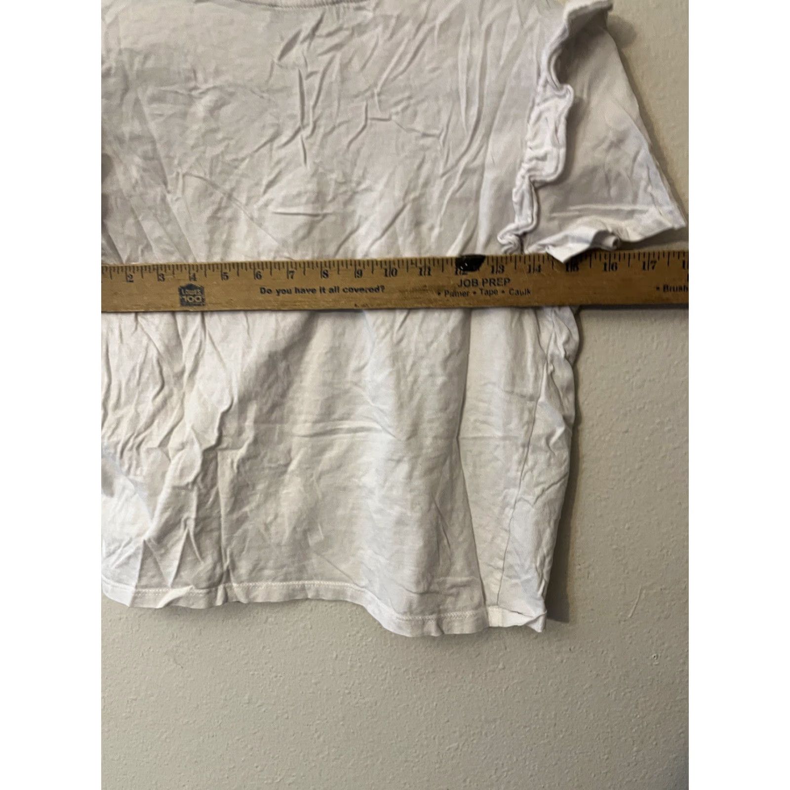 Zara VINTAGE Zara White Ruffle Sleeve T-Shirt Women’s Size Small Cotton Crew Neck Solid Casual Size S / US 4 / IT 40 - 5 Thumbnail