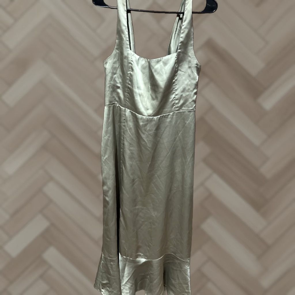Show Me Your MuMu Show Me Your MuMu Womens Bridesmaid Claire Midi Dress Green Luxe Satin Large Size L / US 10 / IT 46 - 1 Thumbnail