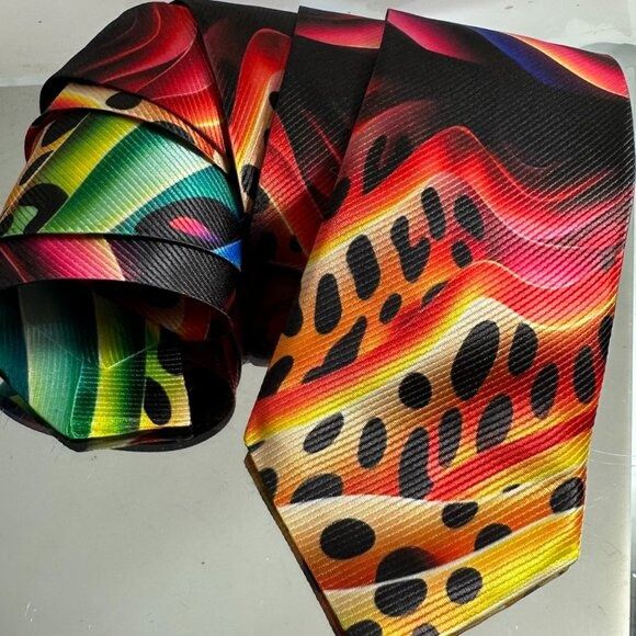 Handmade Tie Trippy Cheetah Leopard Op Art Necktie Hippie Psychedelic Size ONE SIZE - 5 Thumbnail