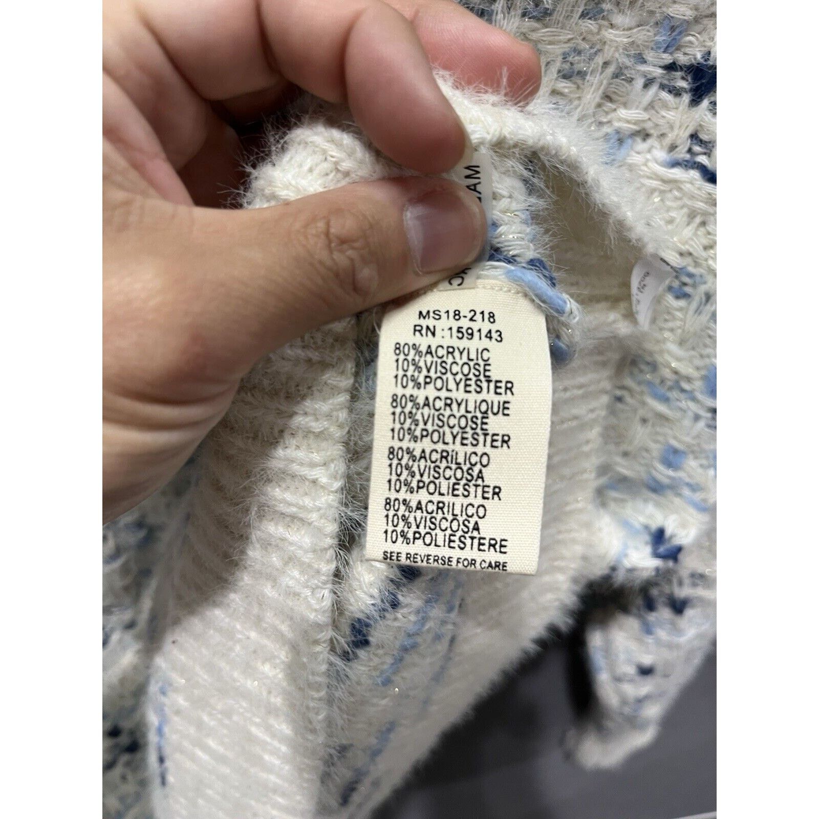 FRNCH NEW FRNCH Woven Knit Crewneck Sweater Cream Blue Size S/M Size S / US 4 / IT 40 - 5 Thumbnail
