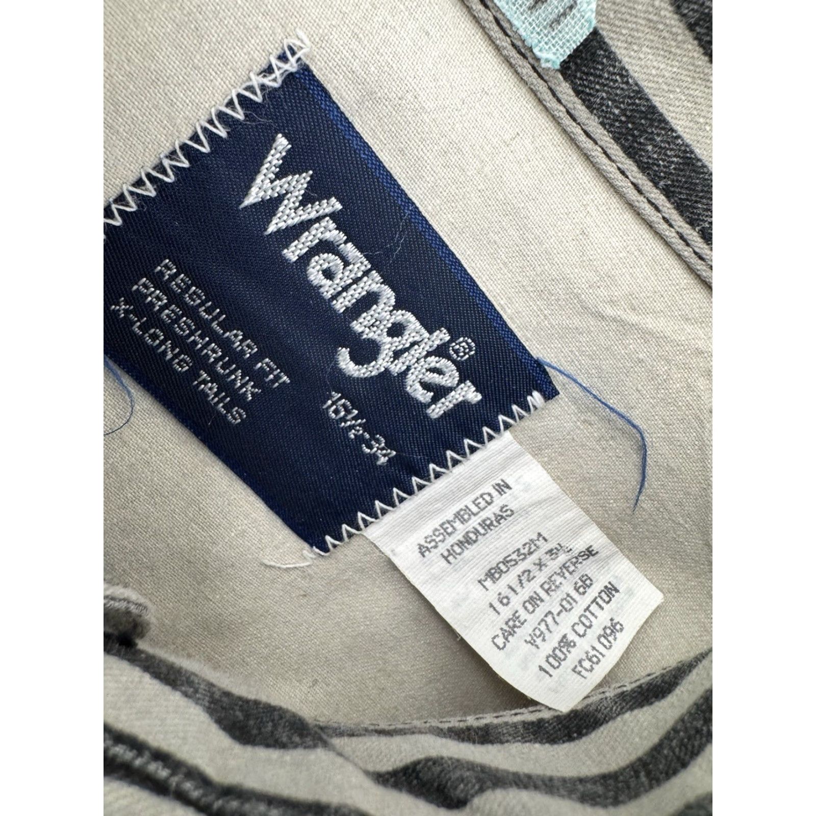 Wrangler VINTAGE Wrangler Shirt Western Striped Button-Up Long Sleeve 16.5 / 34 J18 Boys Mens Men Black Khaki Olive Size US L / EU 52-54 / 3 - 5 Thumbnail