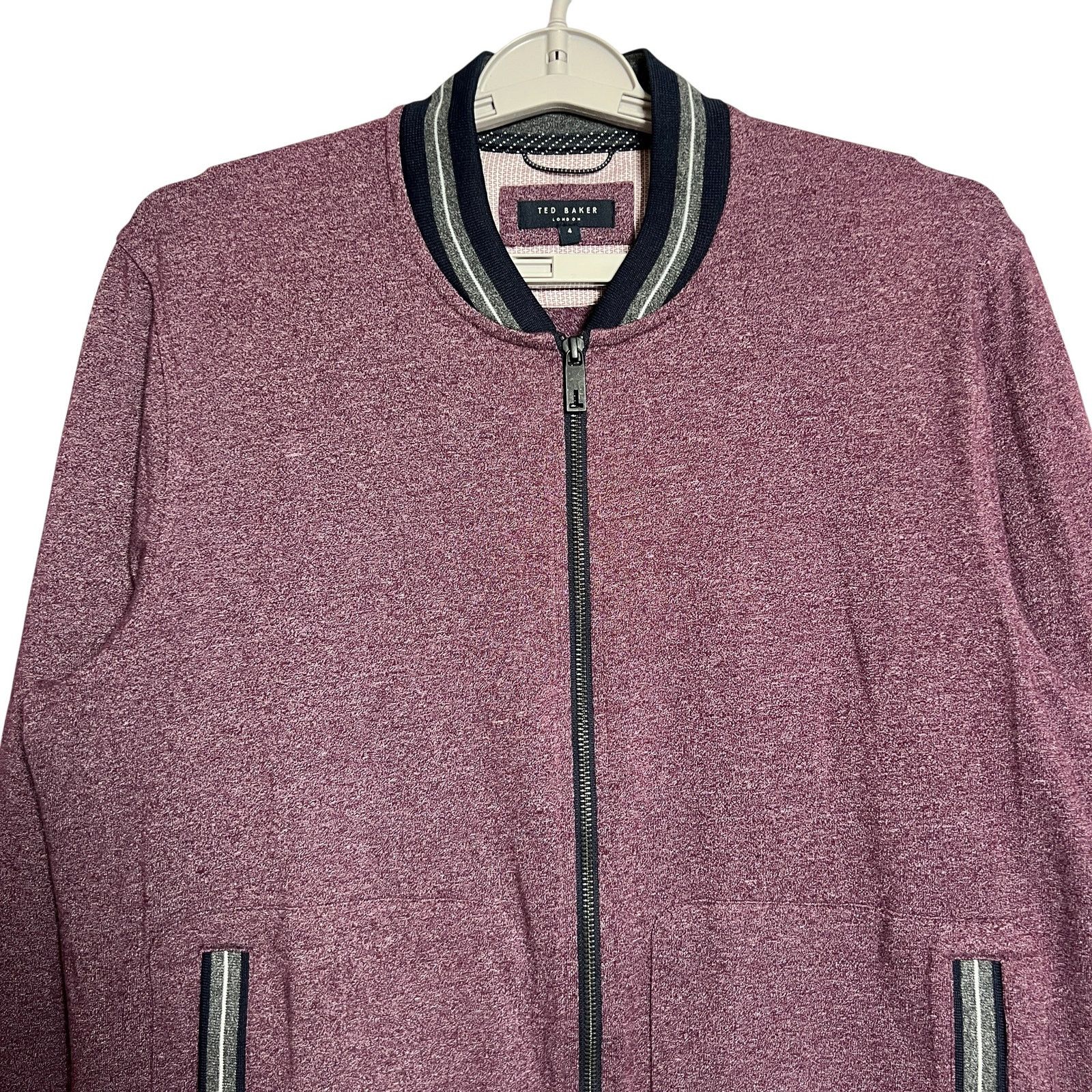 Ted Baker Ted Baker Envisa Zip Bomber Track Jacket Size 4 L Slim Plum Size US L / EU 52-54 / 3 - 8 Thumbnail