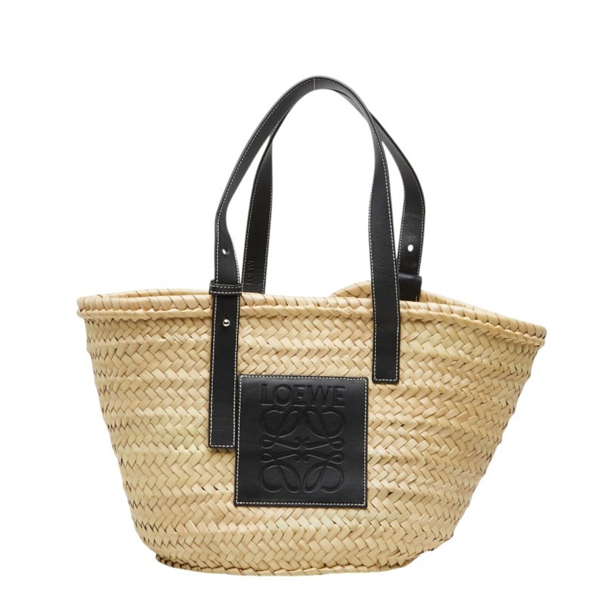 Loewe Loewe Basket Bag Medium Handbag Shoulder Natural Black Leather Palm Leaf Women's LOEWE Size ONE SIZE - 1 Thumbnail
