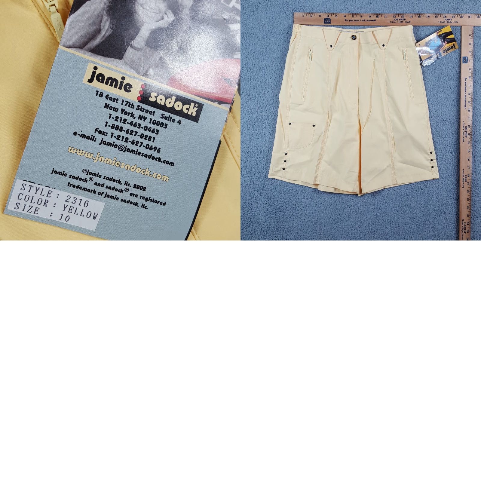 Vintage VINTAGE Jamie Sadock Chino Shorts Women's 10 Relaxed High Waist Yellow Pockets 90s Y2K Preppy Retro Golf Size 32" / US 10 / IT 46 - 8 Thumbnail