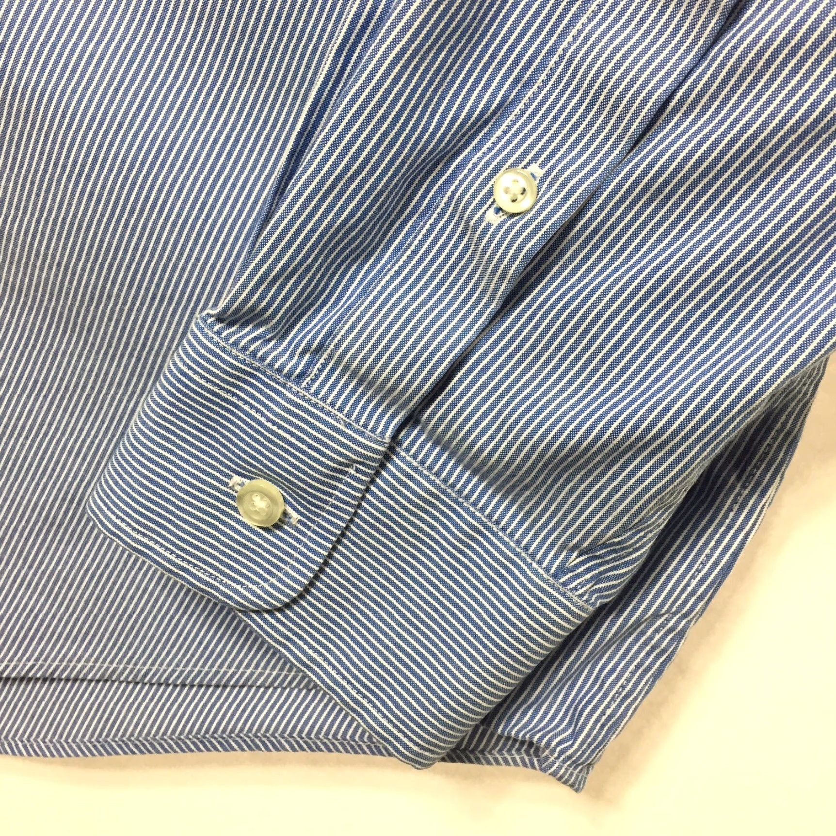Lands' End Lands End Shirt Mens 16 Tall Blue Striped Long Sleeve Button Up Size US L / EU 52-54 / 3 - 5 Thumbnail