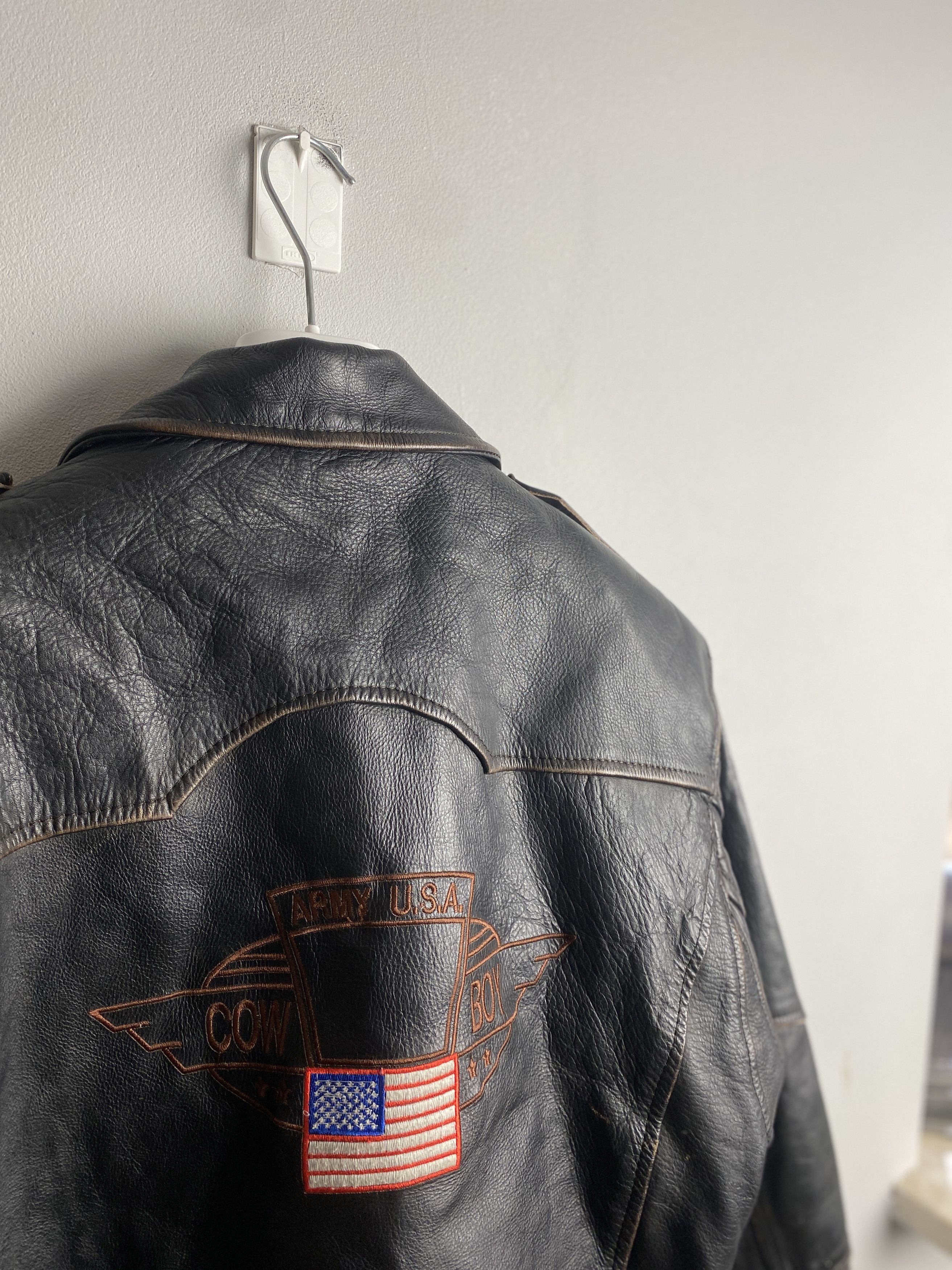 Leather × Vintage Vintage Leather jacket biker Army USA Cowboy Size US M / EU 48-50 / 2 - 5 Thumbnail