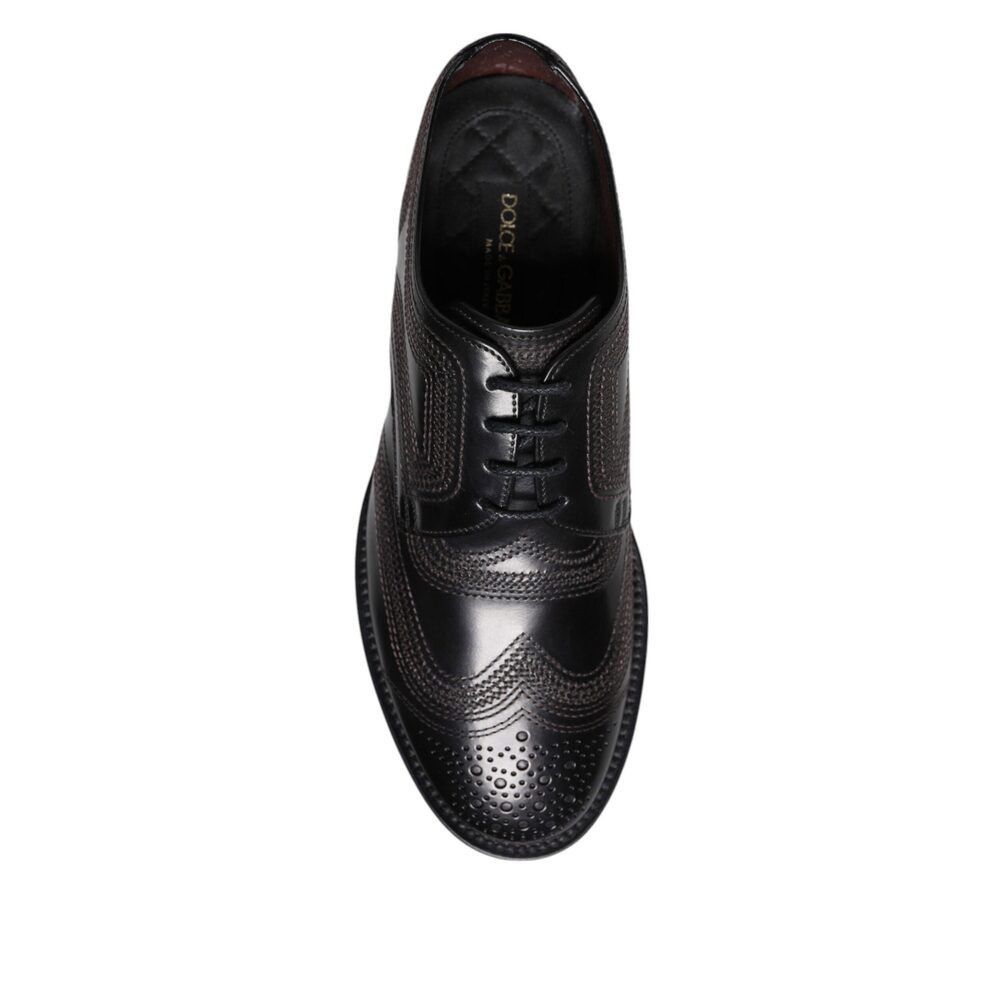 Dolce & Gabbana Dolce & Gabbana Black Embroidered Classic Leather Derby Dres Size US 8 / EU 41 - 8 Thumbnail