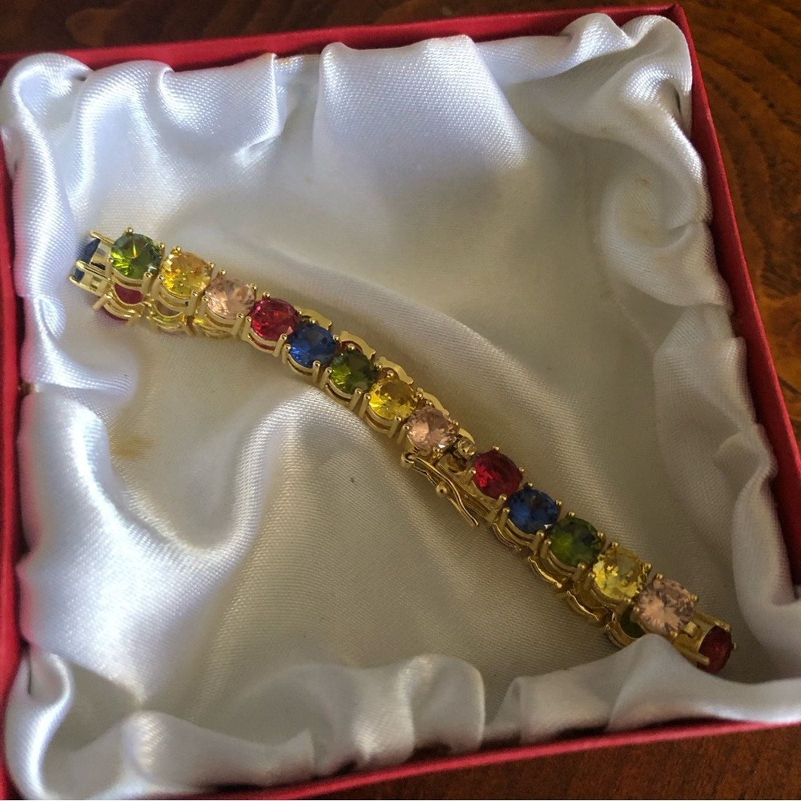 Jewelry Ladies 18kt gold plated 6mm faceted CZ tennis bracelet Size ONE SIZE - 12 Thumbnail