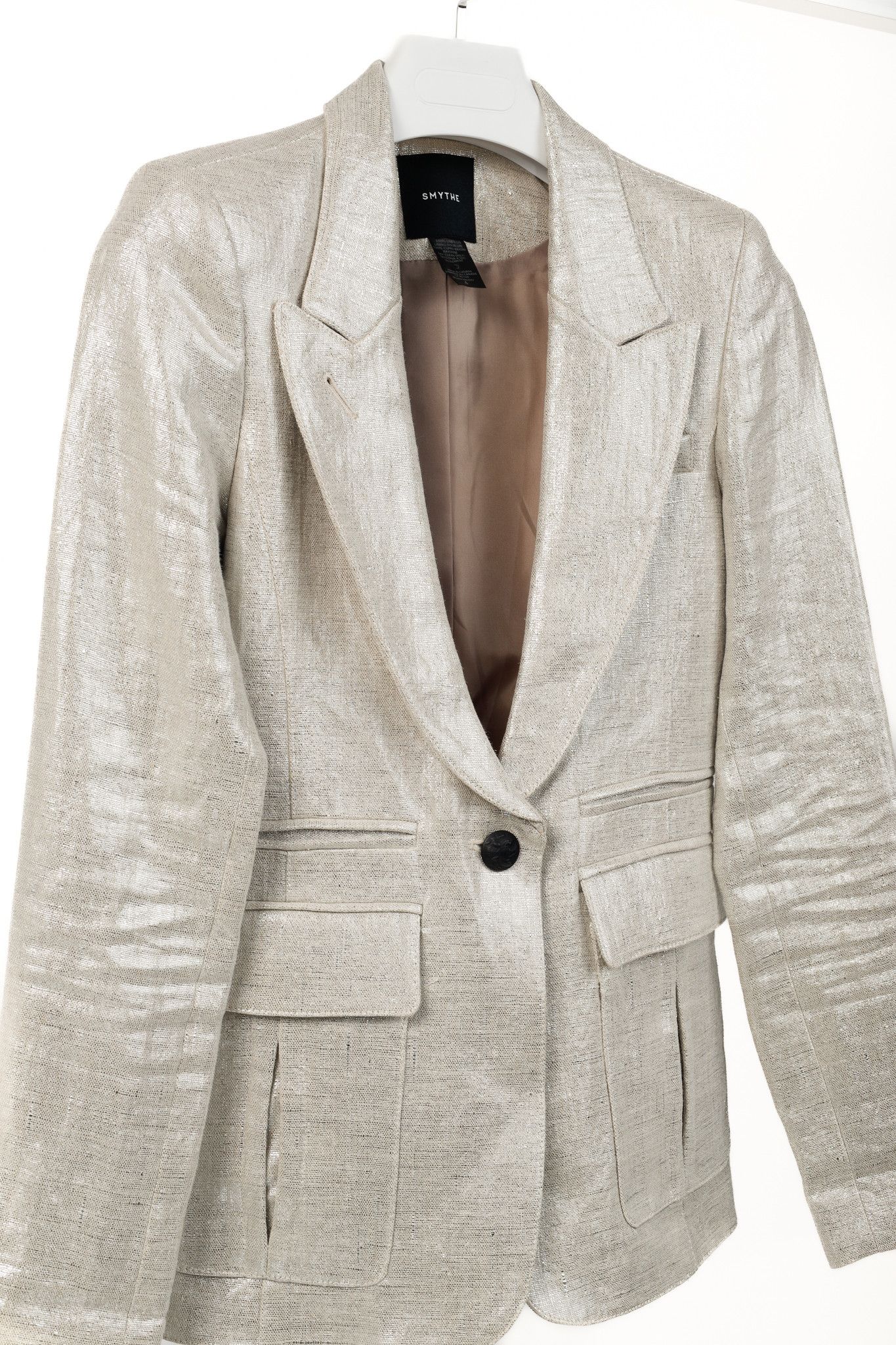 SMYTHE Smythe Spring 2020 Pewter Peaked Lapel Blazer Size S / US 4 / IT 40 - 3 Thumbnail