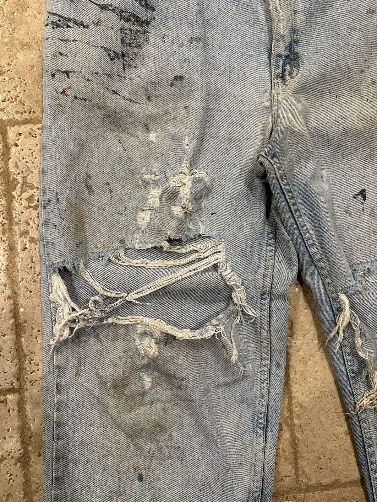 Lee Vintage Lee Painter Blue Denim Thrashed / Distressed Jeans Size US 36 / EU 52 - 7 Thumbnail