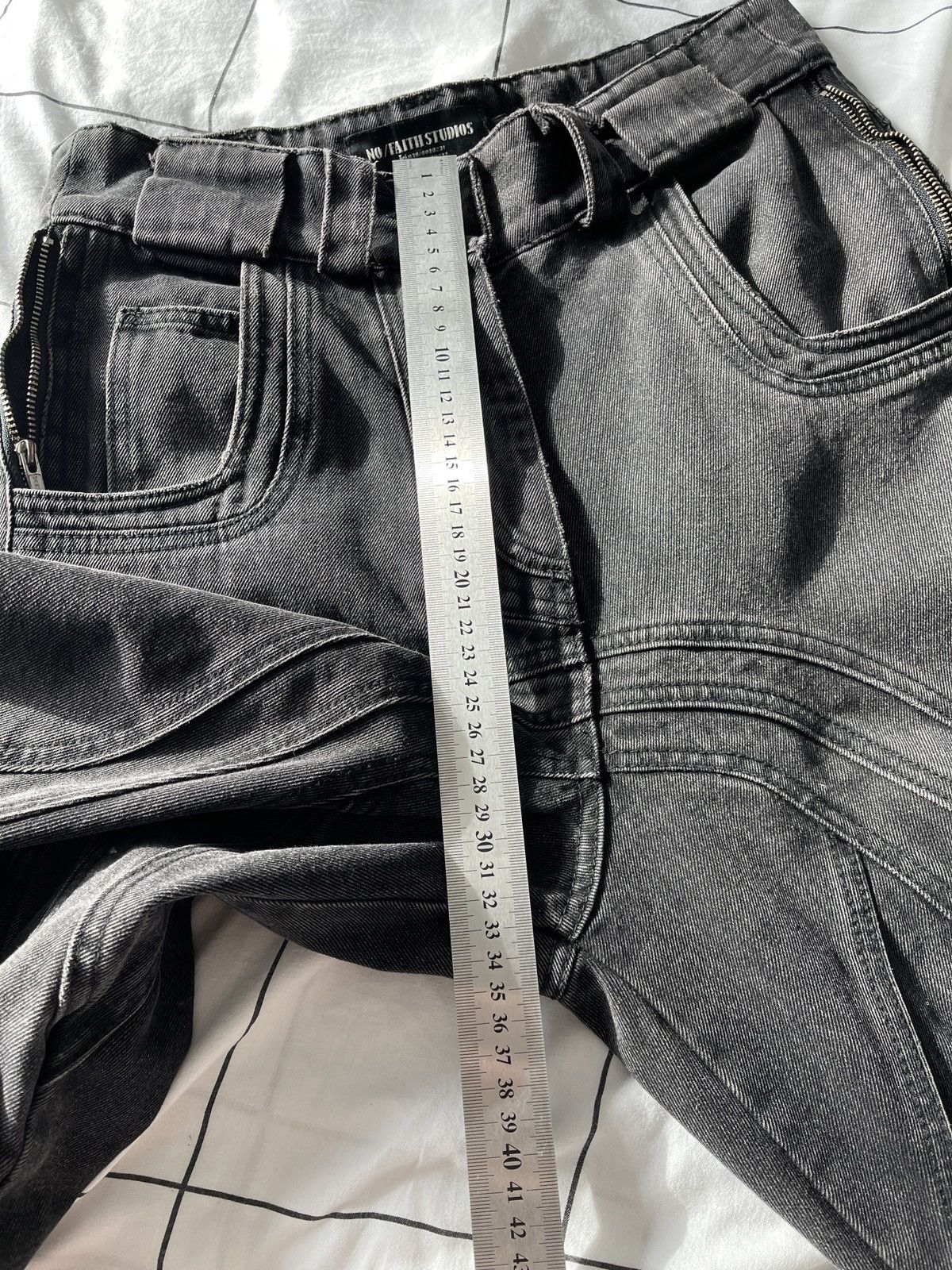 No Faith Studios NO FAITH STUDIOS Distressed Cargo Raver denim Baggy Pants Size US 32 / EU 48 - 25 Thumbnail