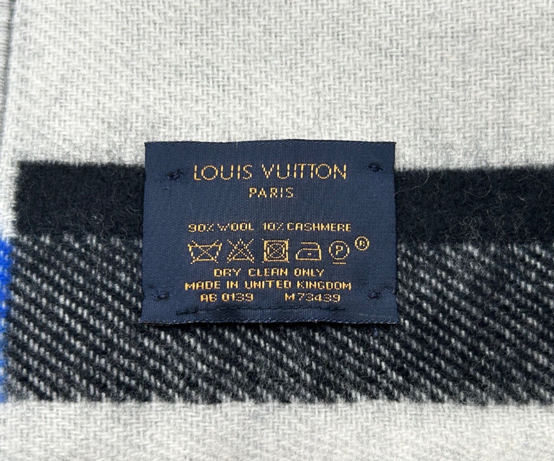 Louis Vuitton Louis Vuitton Forward 1888 Blue Black Cashmere Blend Scarf Size ONE SIZE - 4 Thumbnail