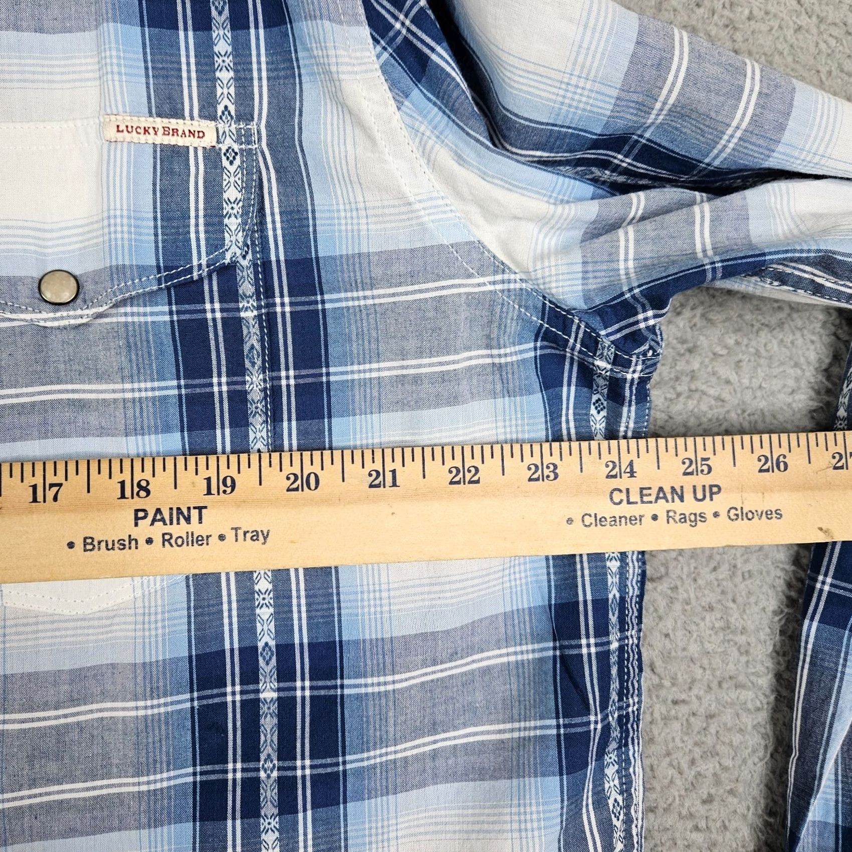 Lucky Brand LUCKY BRAND Men’s Blue Plaid Snap Button Shirt XL Button-Up Casual Denim-Style? Not Denim Size US XL / EU 56 / 4 - 3 Thumbnail