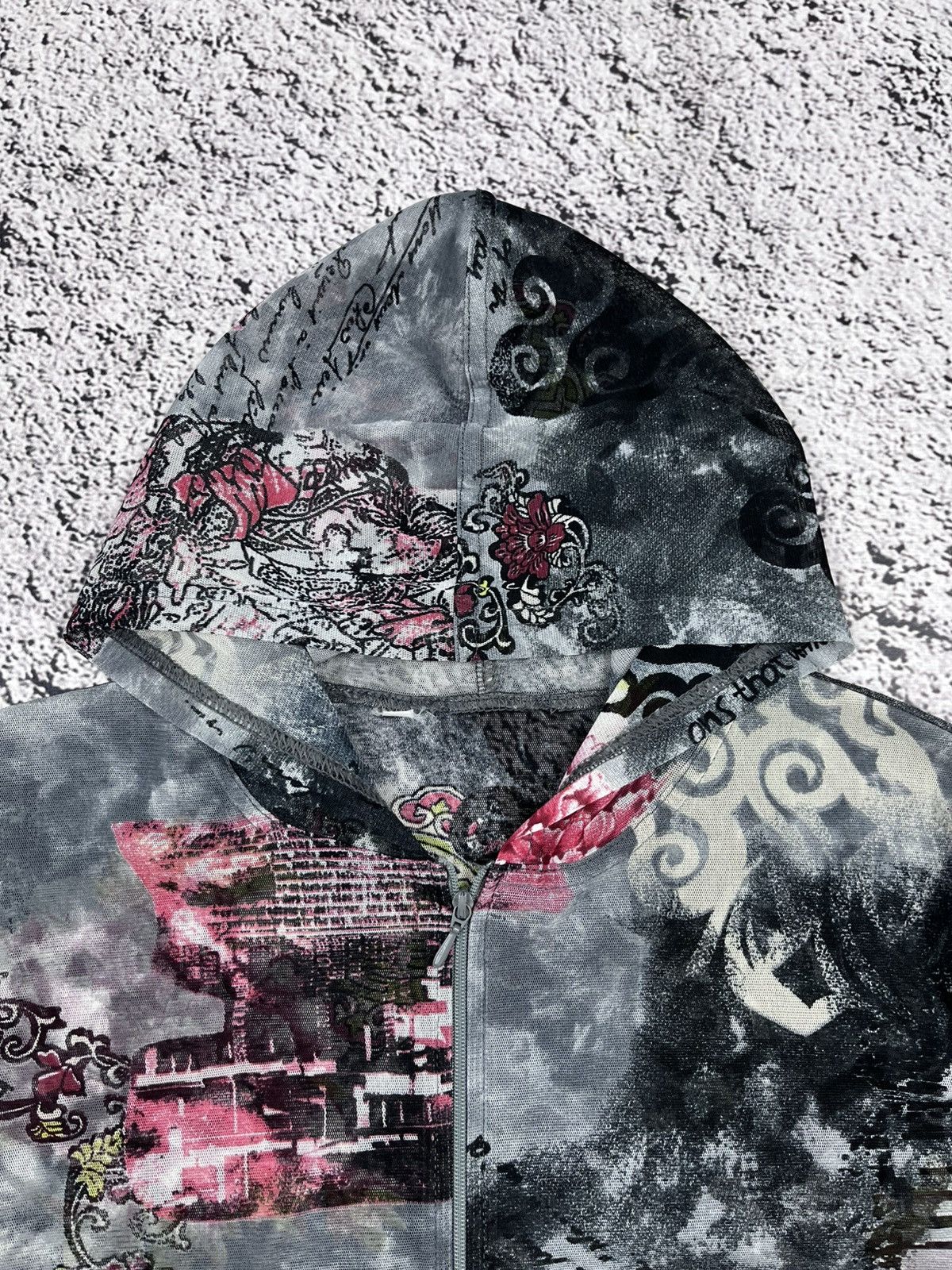 Japanese Brand Vintage Japanese Mesh Japan Asian AOP Zip Up Hoodie Size M / US 6-8 / IT 42-44 - 9 Thumbnail
