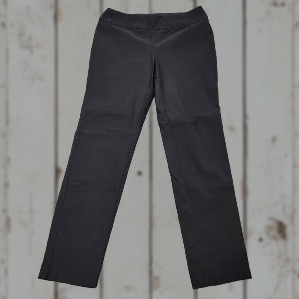 Vintage Cato Dress Pants Women's 8 Black Stretch Flat Front Mid Rise Straight Leg Pants Size 30" / US 8 / IT 44 - 1 Thumbnail
