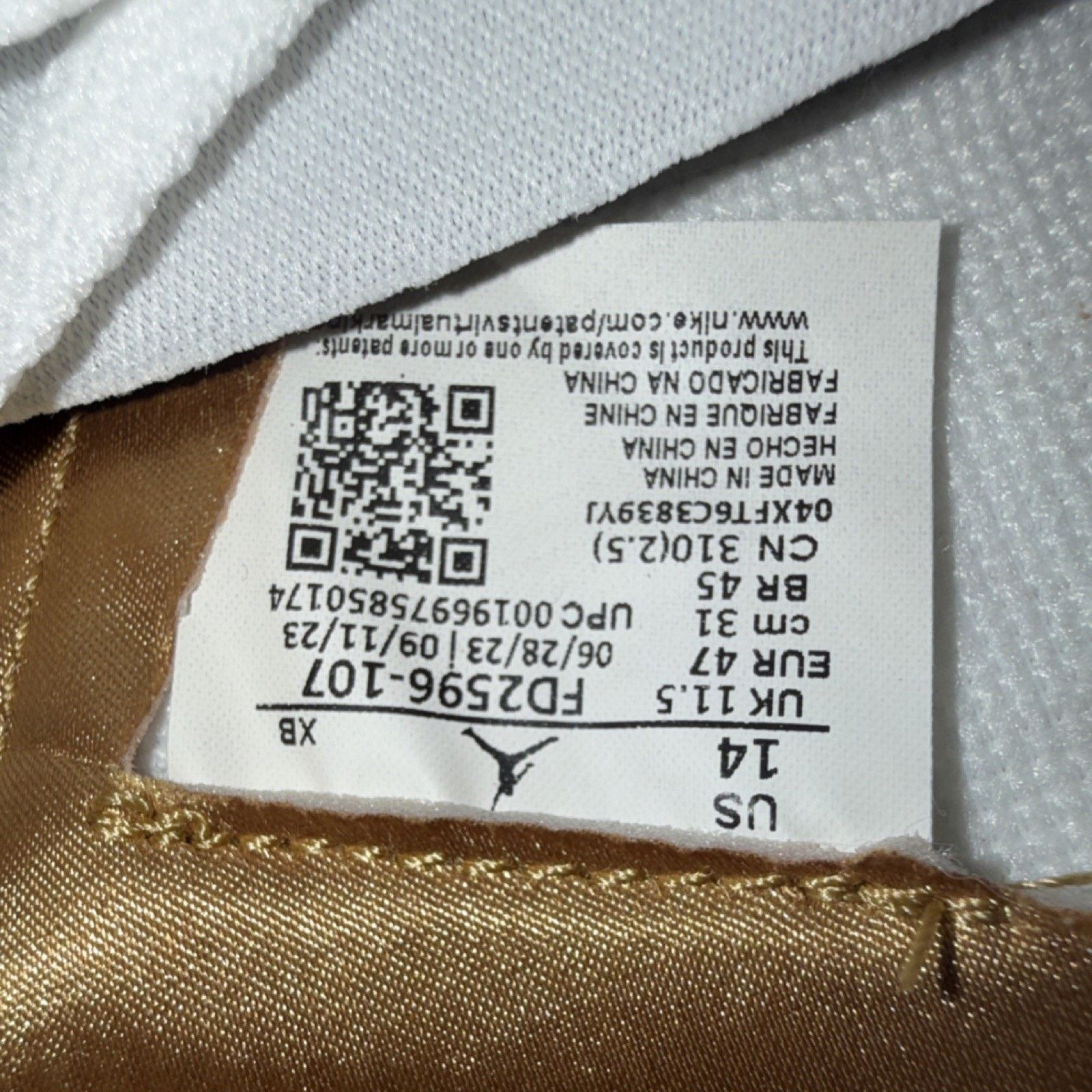 Nike Nike Air Jordan 1 White/Metallic Gold FD2596-107 Women's 14 Size US 11.5 / IT 41.5 - 6 Thumbnail