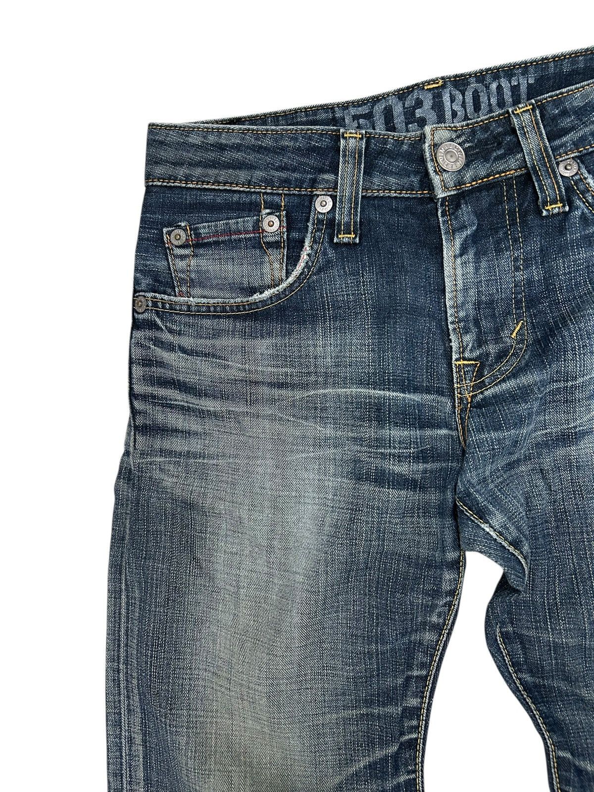 20471120 × Edwin × Japanese Brand Edwin 503 Bootcut Blue Trip Edgeline Washed Denim Size US 30 / EU 46 - 11 Thumbnail