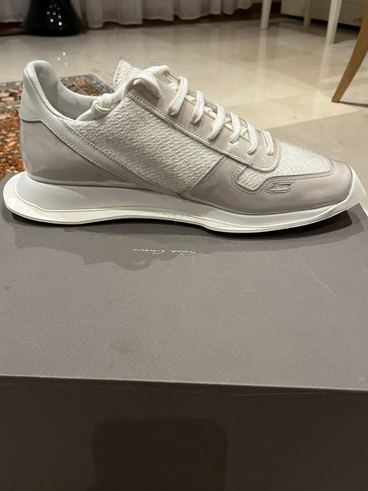 Rick Owens Sold Out Archive Sisyphus FW18 Lace Up Runner Milk🥛 All Over Size US 9 / EU 42 - 13 Thumbnail