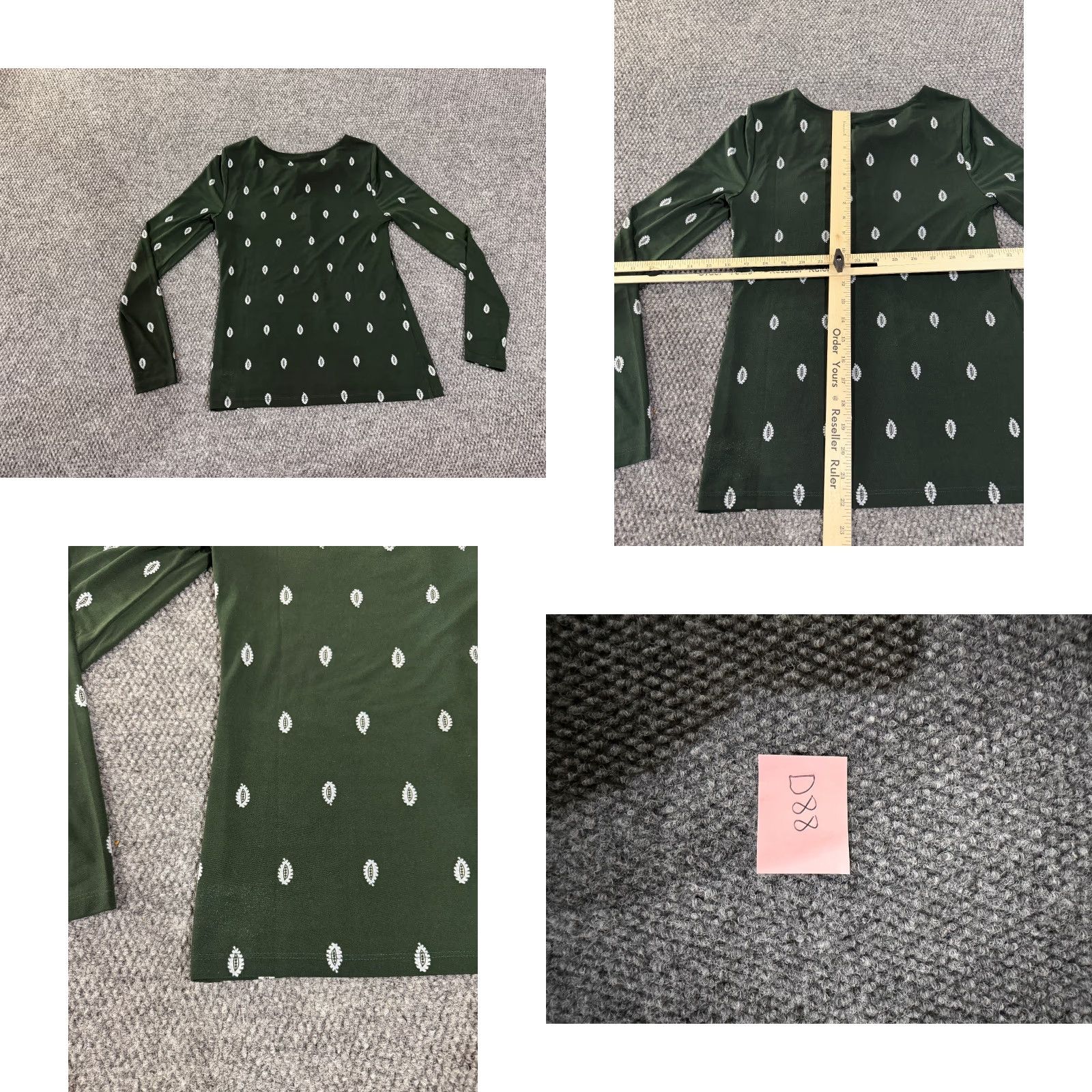 Vintage Ann Taylor Blouse Womens XS Green White Paisley Print Crew Neck Long Sleeve Pullover Top Size XS / US 0-2 / IT 36-38 - 8 Thumbnail