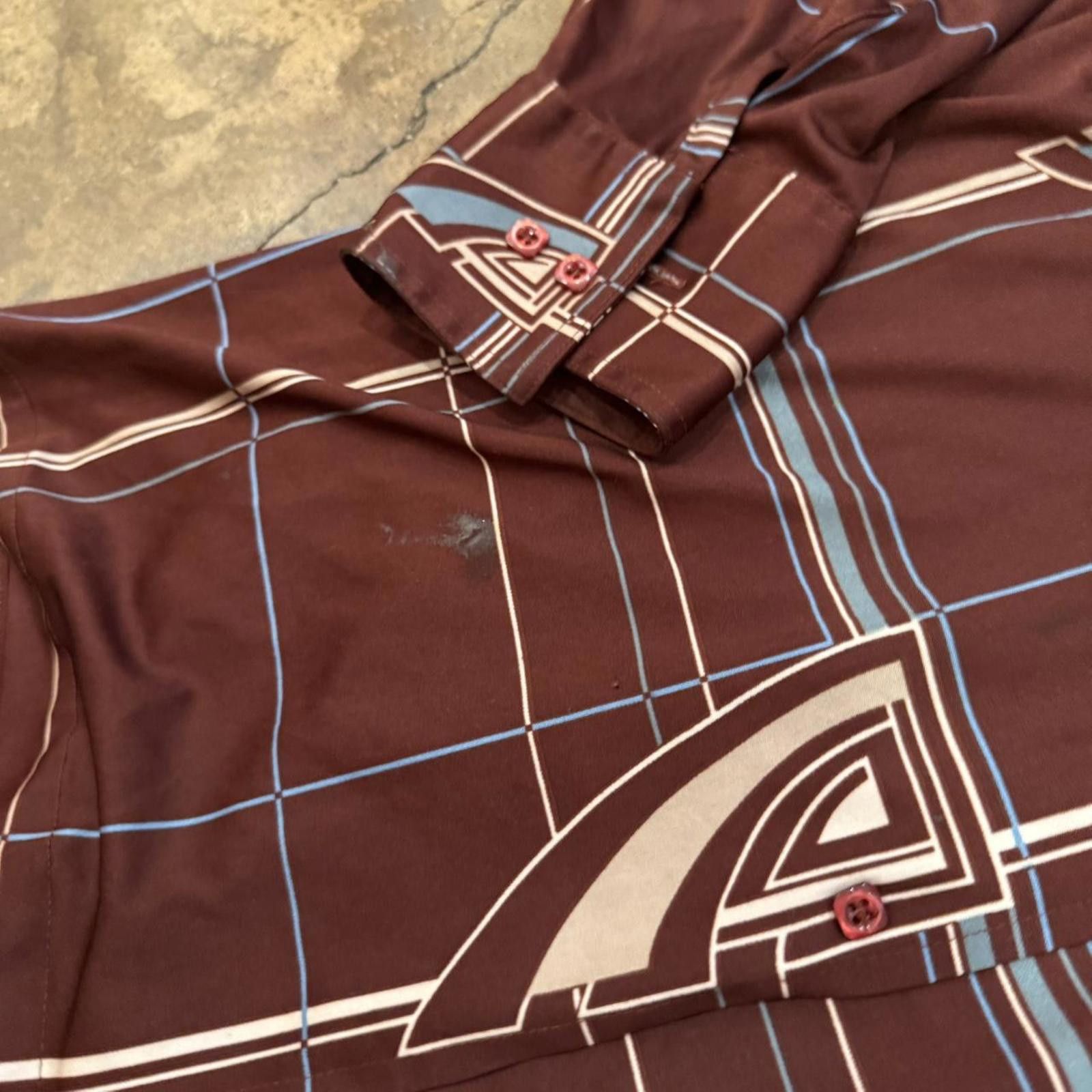 Designer Vintage Polyester Brown Collared Button Up Shirt Size US L / EU 52-54 / 3 - 3 Thumbnail
