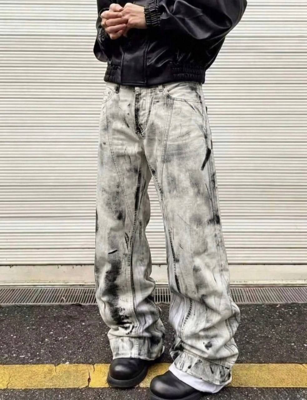 Japanese Brand flare bootcut painted black jeans Size 30" / US 8 / IT 44 - 2 Thumbnail