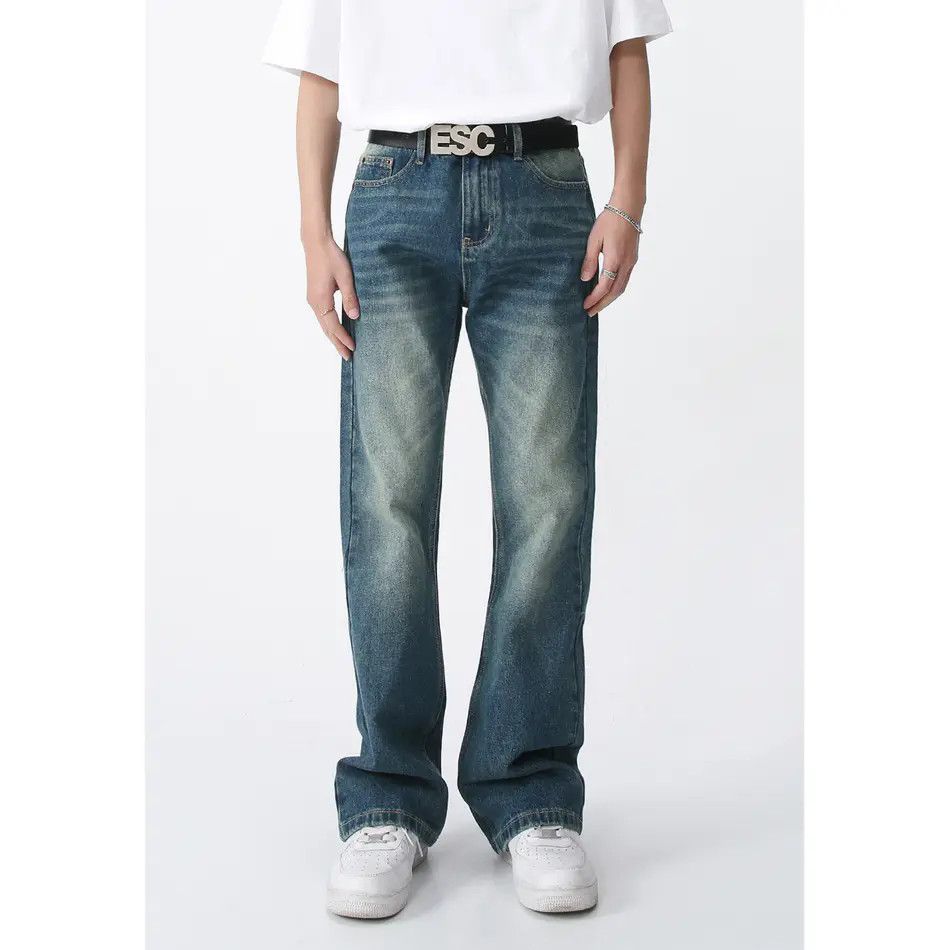 Japanese Brand Retro loose micro flared straight leg jeans Size US 32 / EU 48 - 6 Thumbnail