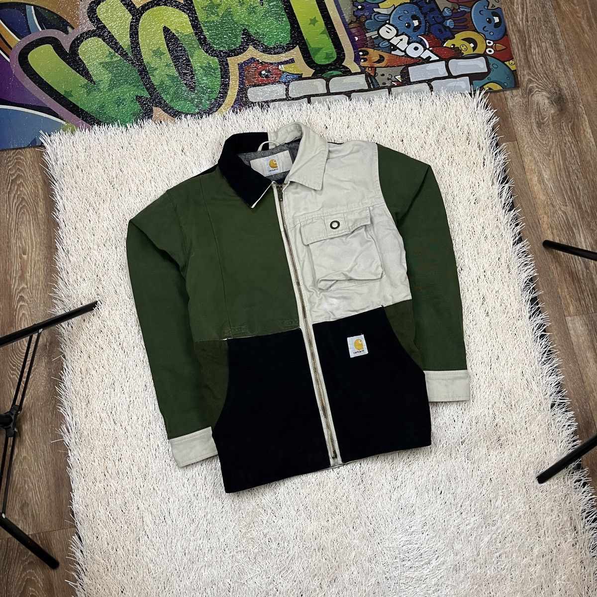 Custom Carhartt Reworked Detroit Jacket Patchwork Distressed