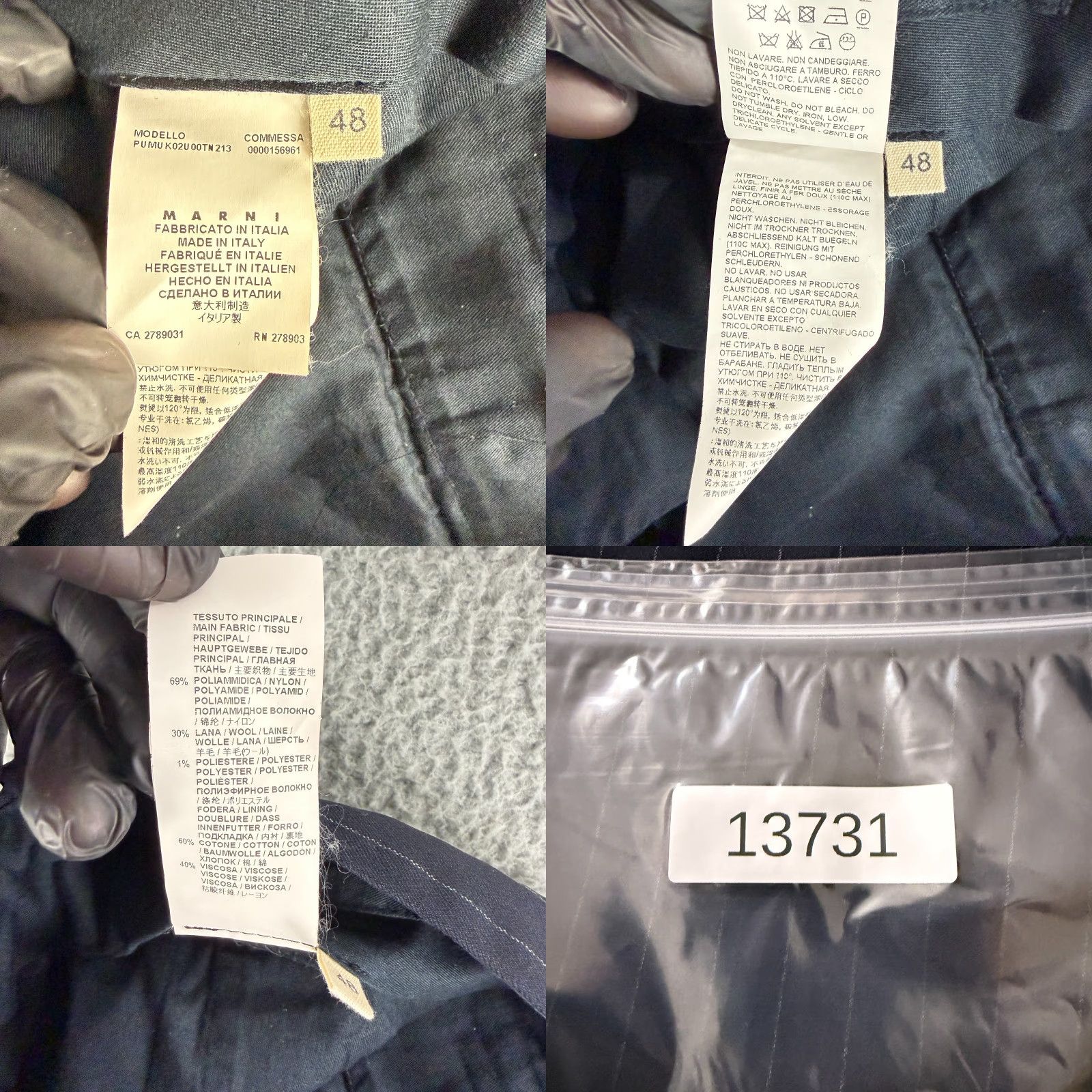 Marni Marni Dress Pants Womens Size 12 Navy Blue Pinstripe Ankle Length Mid-Rise Straight Pants, Blue, 12, Regular, Womens Size 34" / US 12 / IT 48 - 9 Thumbnail