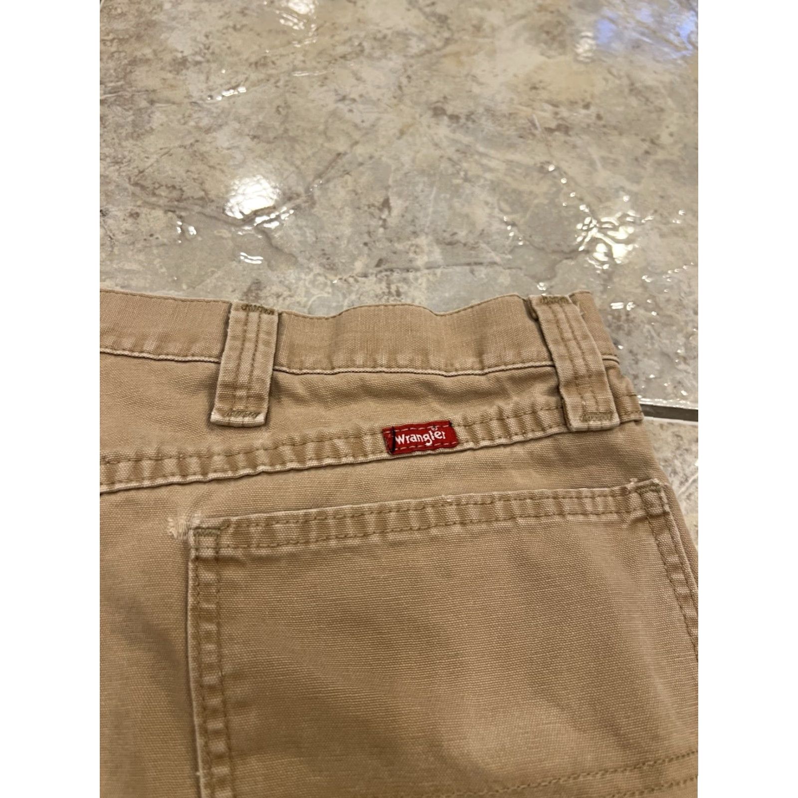 Wrangler VINTAGE Wrangler Khaki Tan Carpenter Jeans Mens 42X30 Relaxed 5-Pocket Denim Workwear Utility Pockets Belt Loops 94LSWAO Size US 42 / EU 58 - 6 Thumbnail