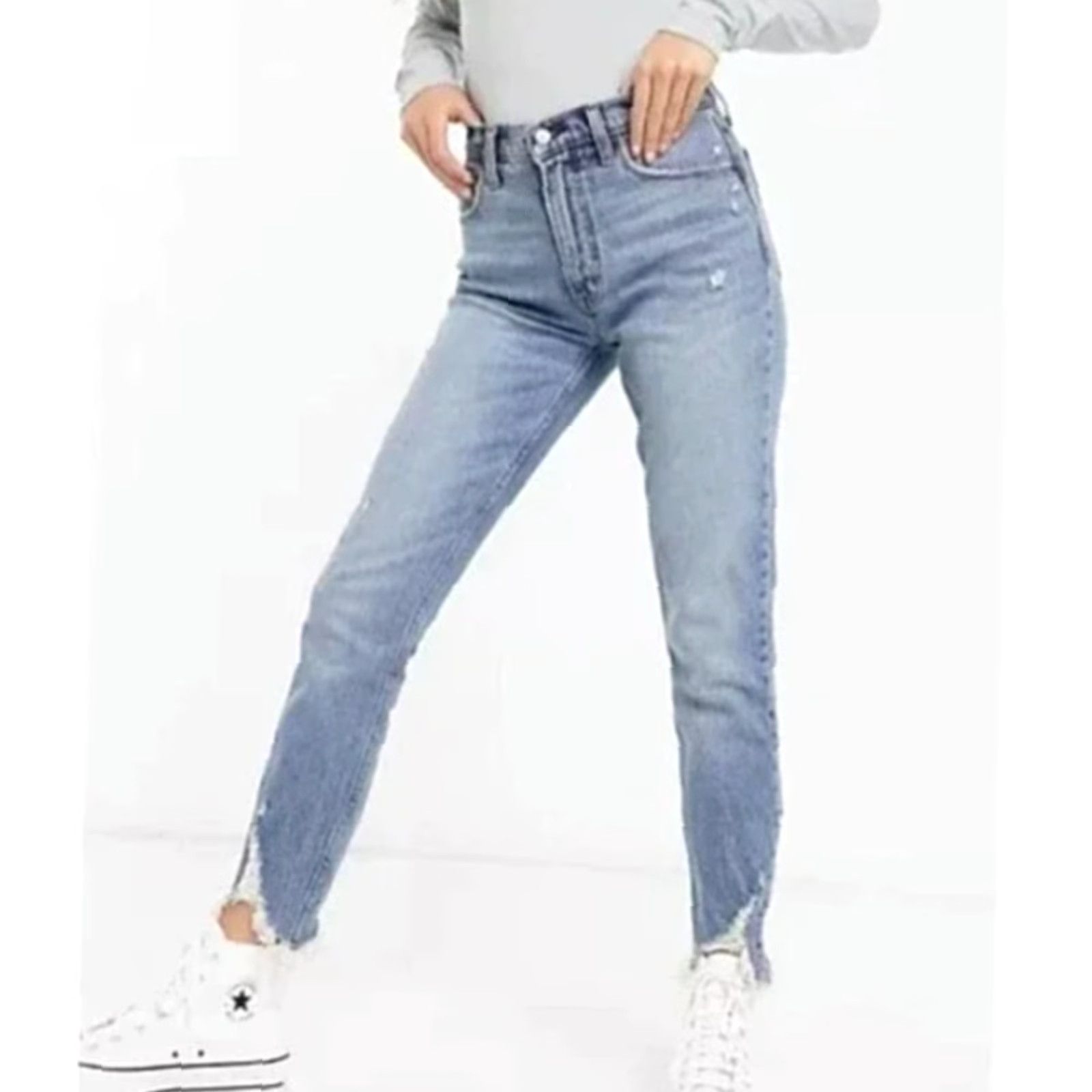 Abercrombie & Fitch Abercrombie & Fitch Jeans Skinny High Rise Chewed Hem Size 2 Regular Women Blue Denim 5-Pocket NWT Vintage: No Size 26" / US 2 / IT 38 - 2 Thumbnail