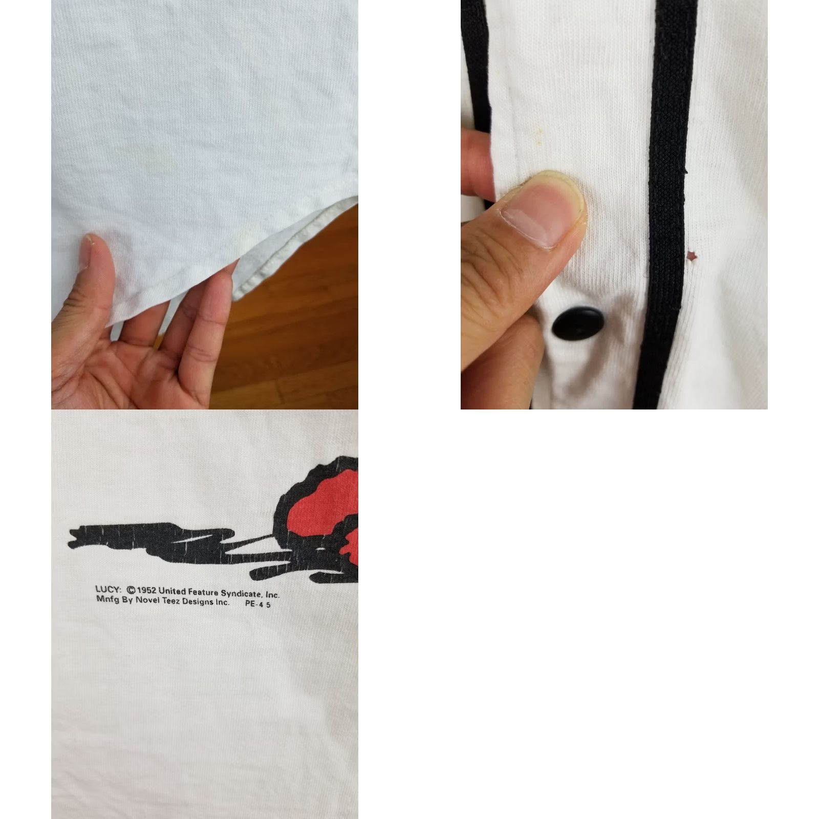 Peanuts VINTAGE 90' PEANUTS CARTOON BASEBALL JERSEY White Large Snoopy Charlie Brown USA Retro Mens Size US L / EU 52-54 / 3 - 8 Thumbnail