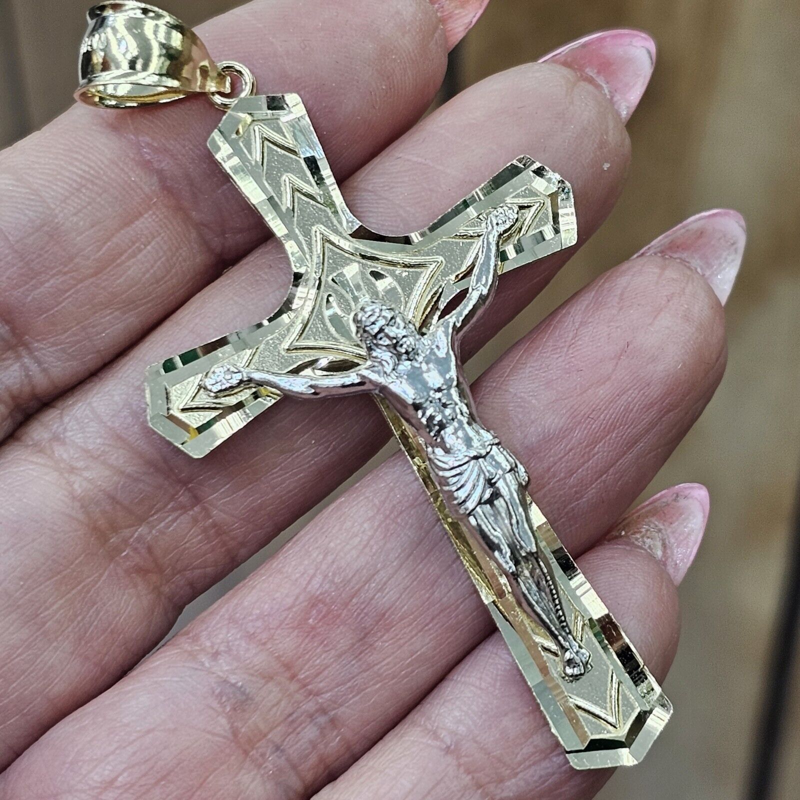 Other Big Two tone 14k Gold Jesus Crucifix Cross Pendant Size ONE SIZE - 5 Thumbnail