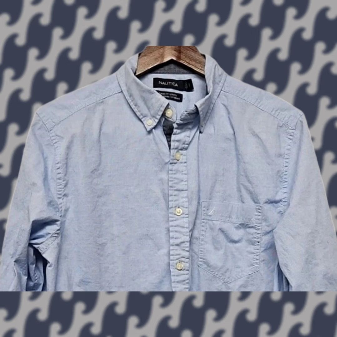 Nautica Nautica Button-Up Shirt Men Large Light Blue Long Sleeve Classic Fit Stretch Button-Down Shirt Size US L / EU 52-54 / 3 - 1 Thumbnail