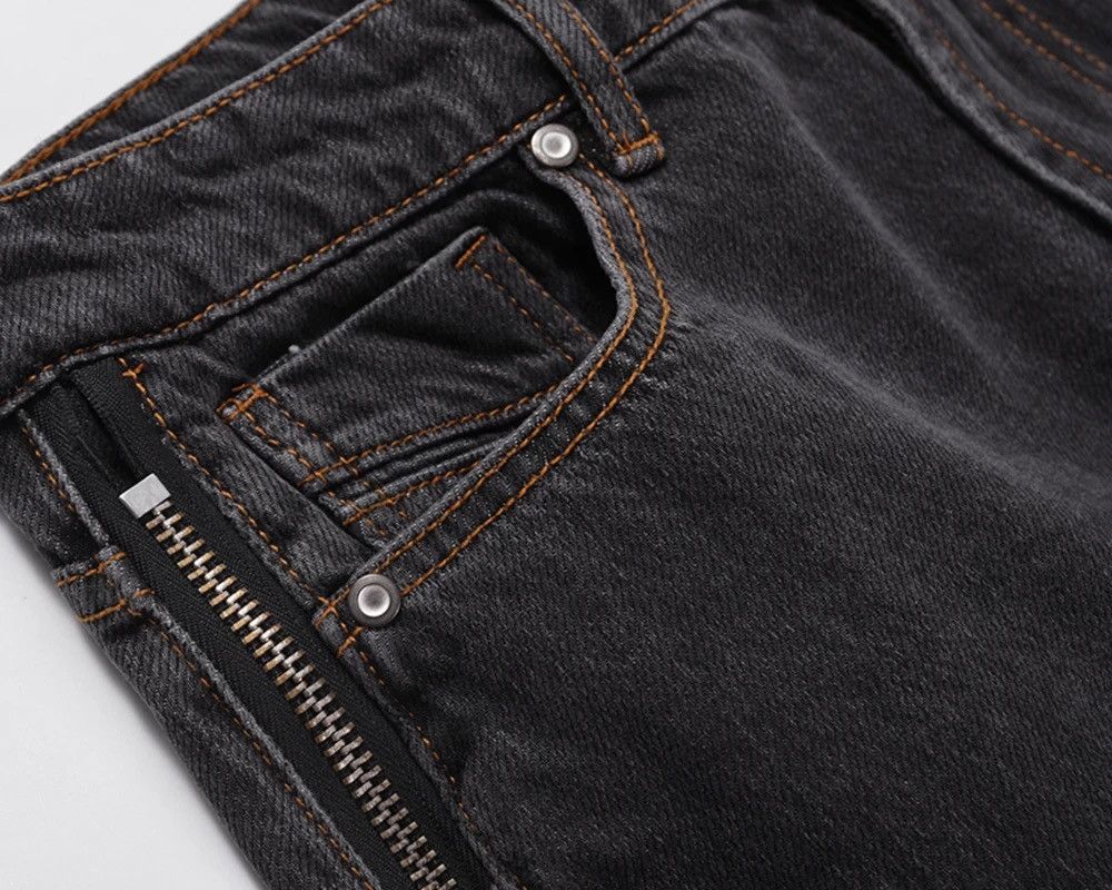 Designer × Japanese Brand Straight Frayed Jeans Side Zipper Harajuku Style Loose Pants Size US 30 / EU 46 - 9 Thumbnail