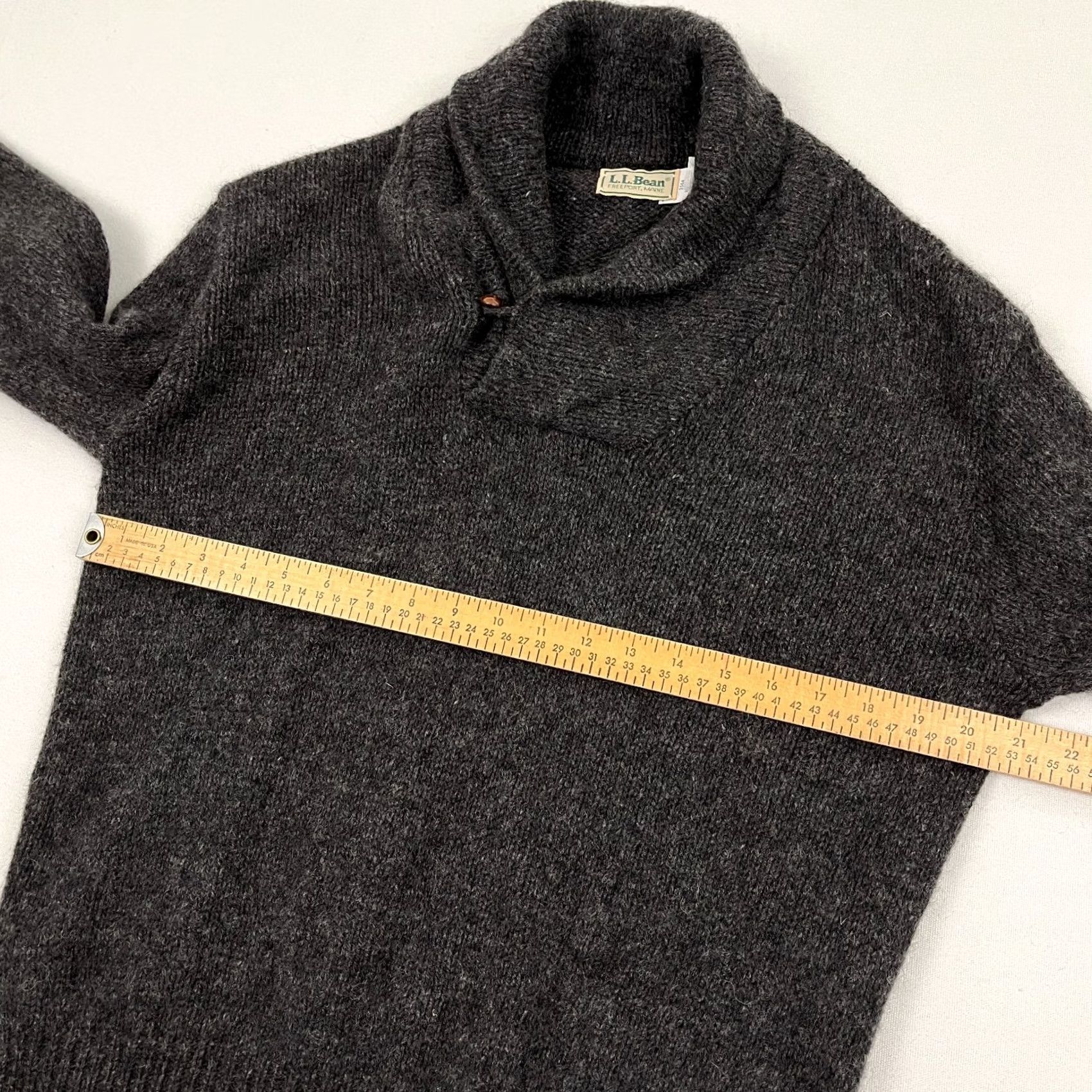 Vintage VINTAGE LL Bean Sweater Shirt Pullover Mens M Gray Wool Knit Shawl Collar Made in USA Size US M / EU 48-50 / 2 - 5 Thumbnail