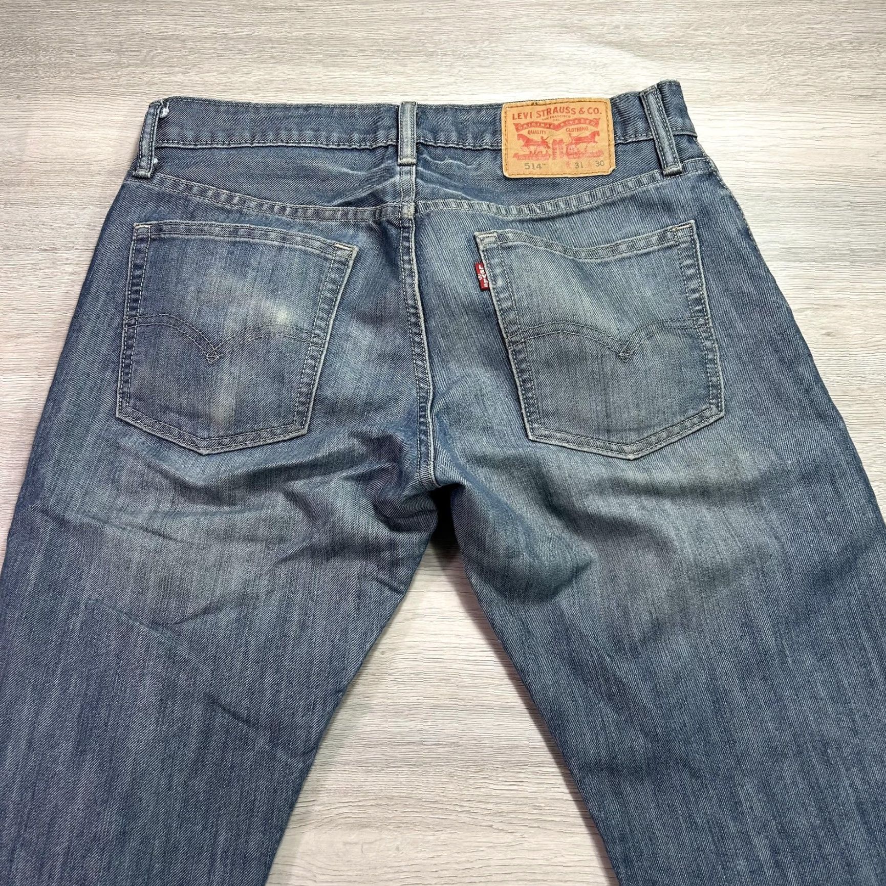 Levi's Levi's 514 Jeans Mens 31x30 Blue Straight Denim Distressed W31 L30 Regular Inseam 30 Size US 31 - 4 Thumbnail