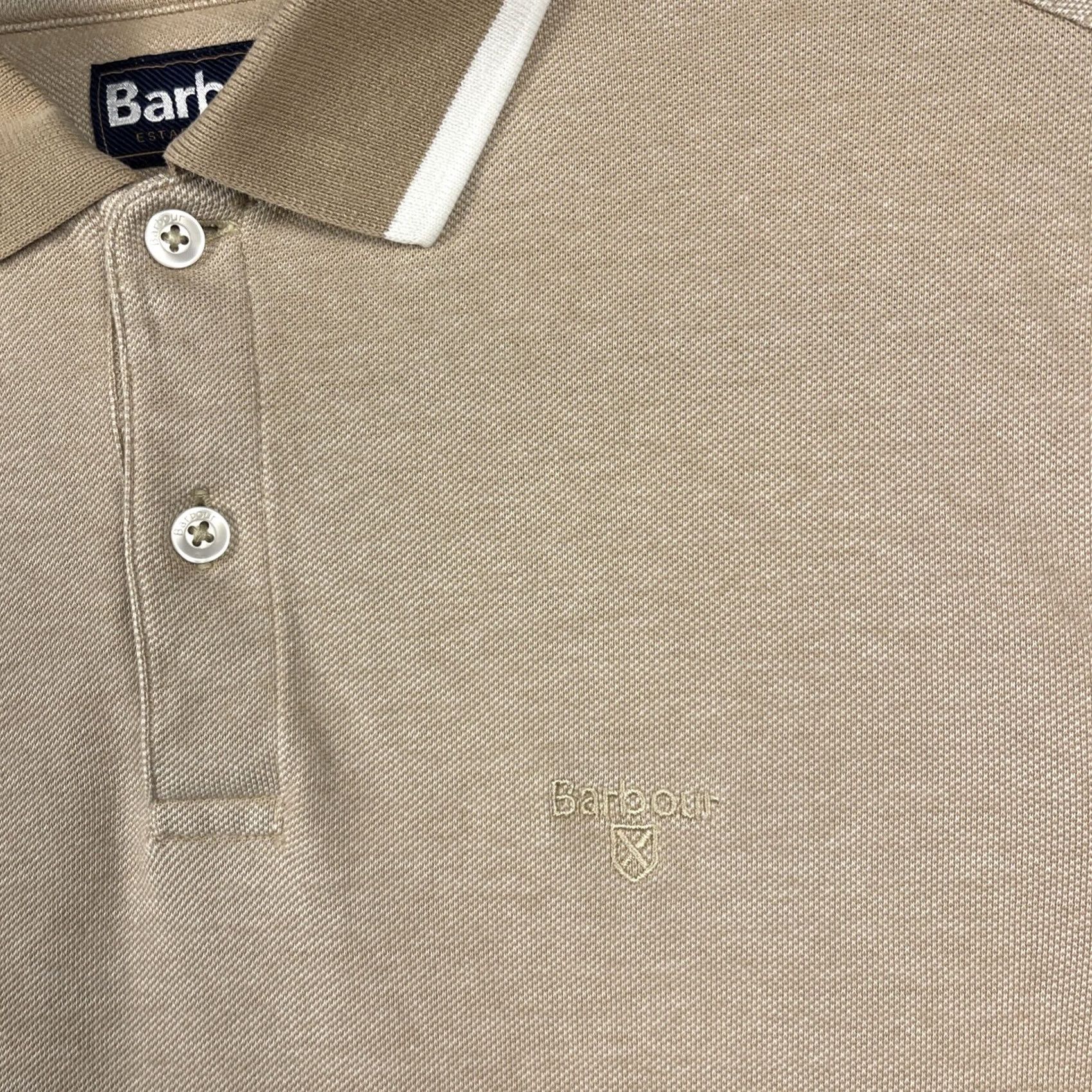 Barbour Barbour Polo Shirt Women Medium Sand Stripe Cotton Short Sleeve Collared Beigepreppy Classic Sports Size M / US 6-8 / IT 42-44 - 3 Thumbnail