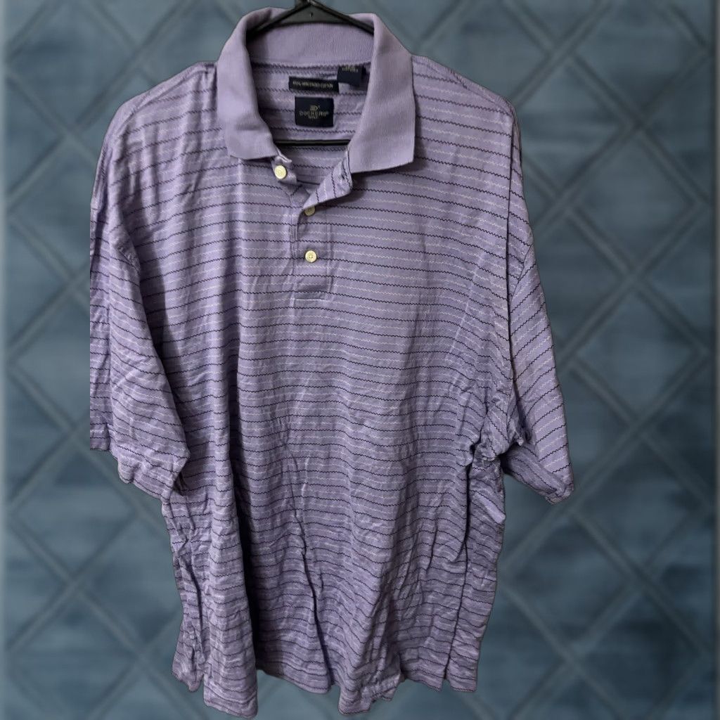 Dockers DOCKERS Polo Shirt Short Sleeve Golf Casual Men 2XL 100% Cotton Purple Striped Regular Shirt Mens Size US XXL / EU 58 / 5 - 1 Thumbnail