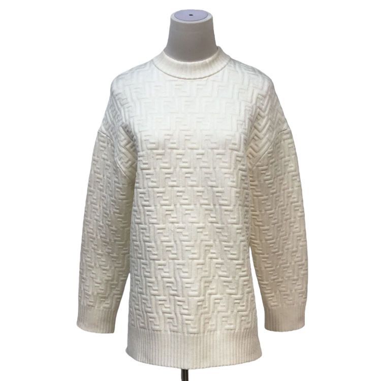 Fendi Fendi White Logo Jacquard Sweatshirt Size IT 36 Size XS / US 0-2 / IT 36-38 - 1 Thumbnail