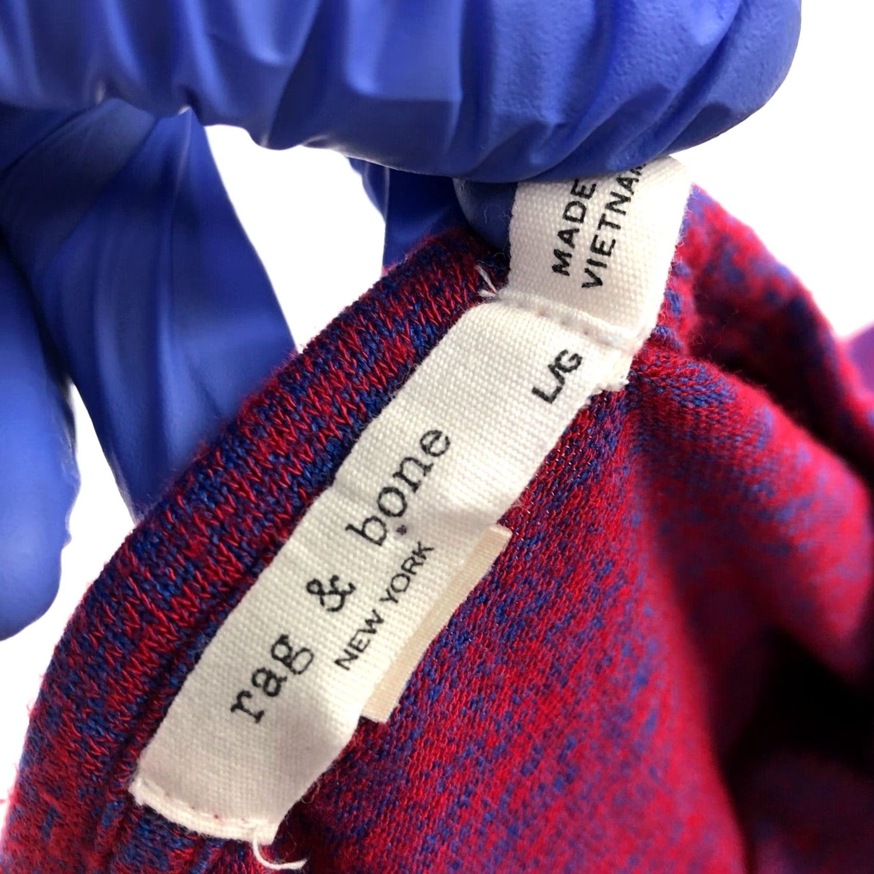 Rag & Bone Rag & Bone Large Red Blue Knit Women's Crew Neck Pullover Sweater Rayon Size L / US 10 / IT 46 - 3 Thumbnail