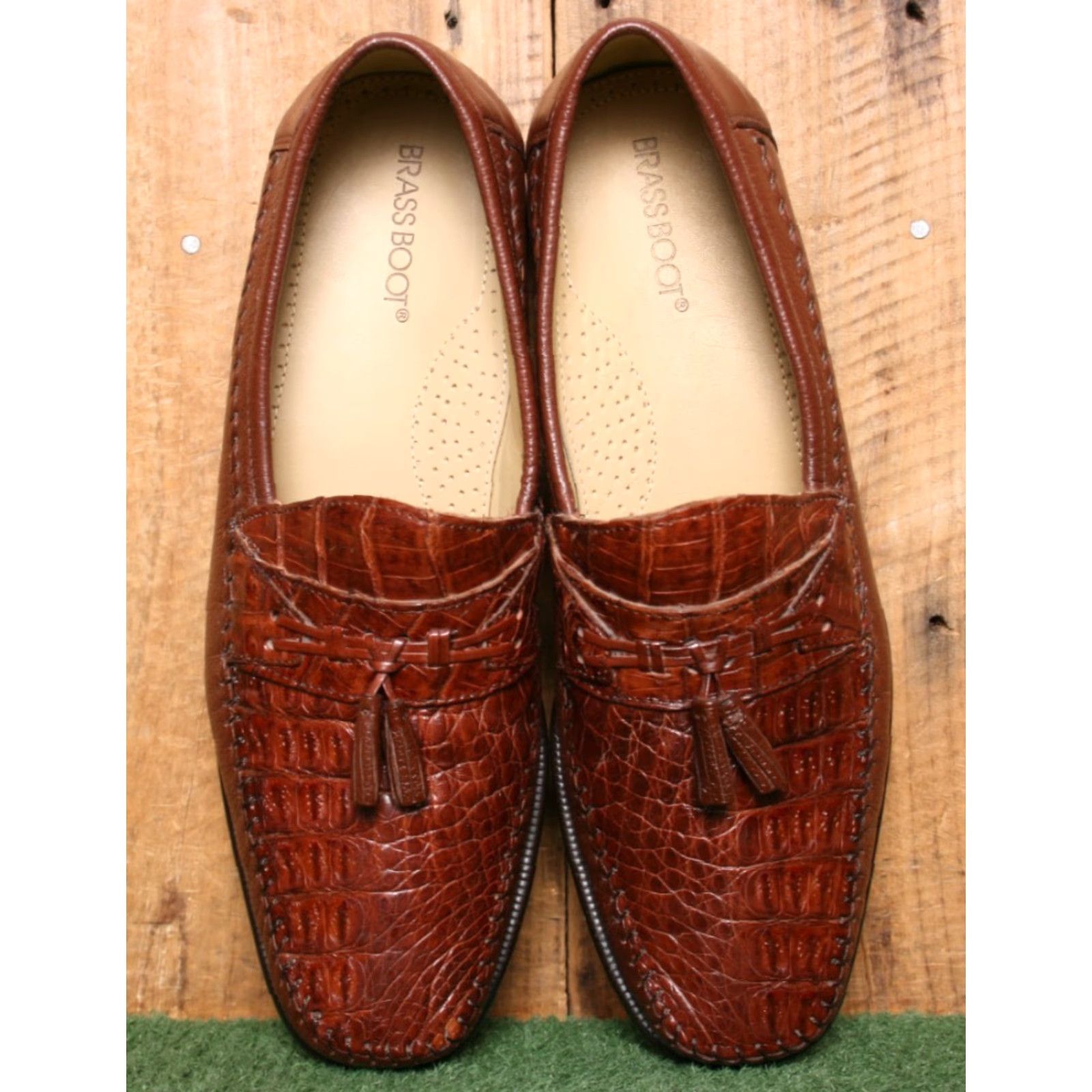 Vintage Brass Boot Dress Loafer M Slip On Cognac Leather Tassel Brown 13M Men Shoes Size US 13 / EU 46 - 4 Thumbnail