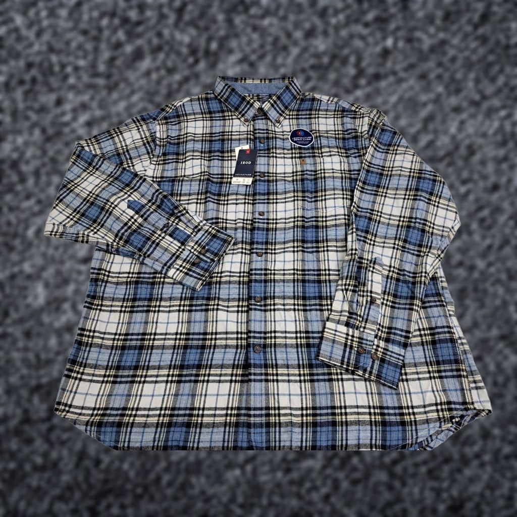 Izod NWT Izod Performance Stratton Flannel Mens Long Sleeve Button Down 2XL Blue Plaid Shirt Mens Regular 2XL Fall Winter Casual Workwear Travel Button-Up Size US XXL / EU 58 / 5 - 1 Thumbnail