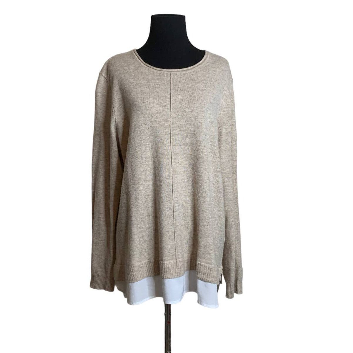 Calvin Klein Calvin Klein beige long sleeves layered sweater size Large Size L / US 10 / IT 46 - 1 Thumbnail